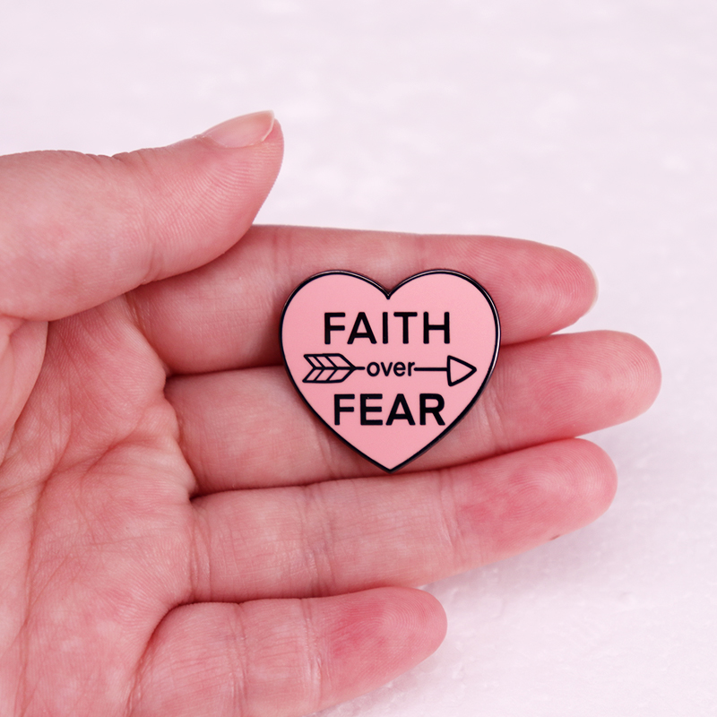 Christian Heart Pin Back View