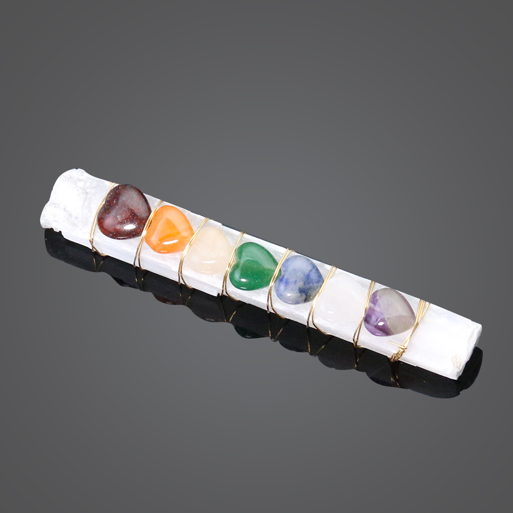 1 Set Holzbox Naturstein Kristall Edelstein Sieben Chakra Set Heilung Meditation Home Collection Handwerk Stein Dekoration Maison – Detail 6