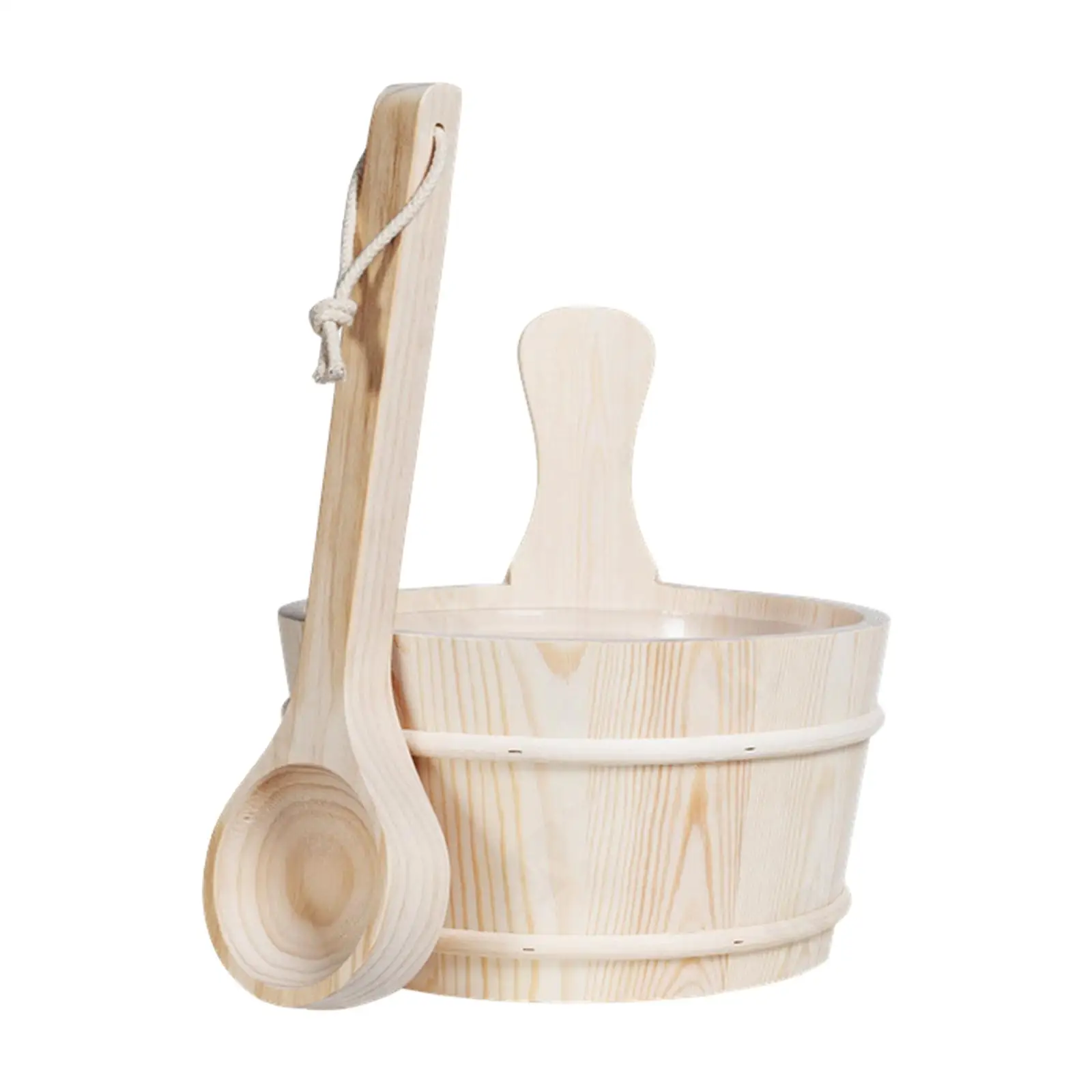 4L Sauna Bucket and Ladle Sauna Accessories Wooden Hot Tub Barrel for Steam Room, Bathroom