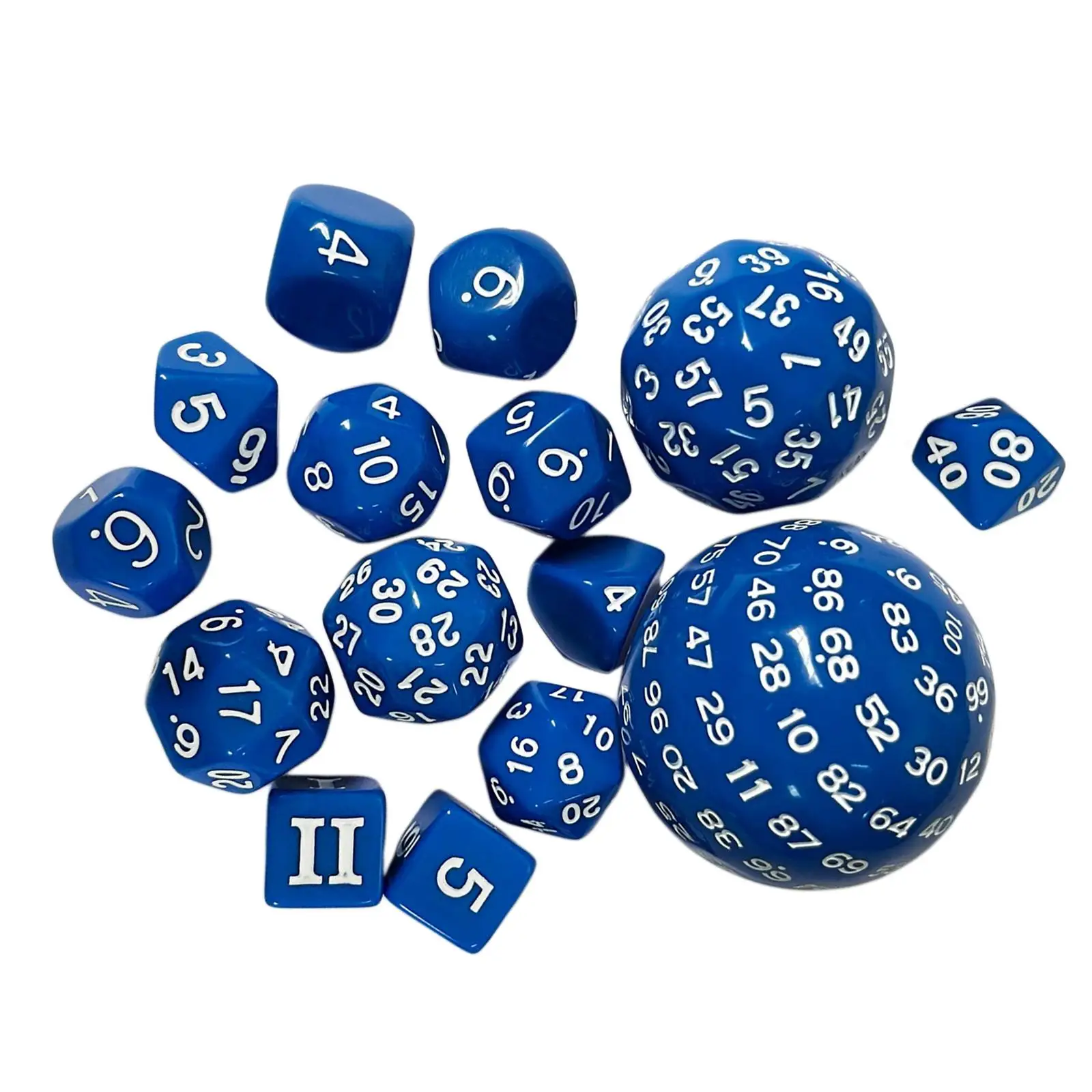 15 Pack Lightwheigt D100 D60 D30 D24 D20 D16 D12 D10 D8 D7 D5 D4 Dice Game Acrylic Multi Sided Game Dice Set for Role Playing
