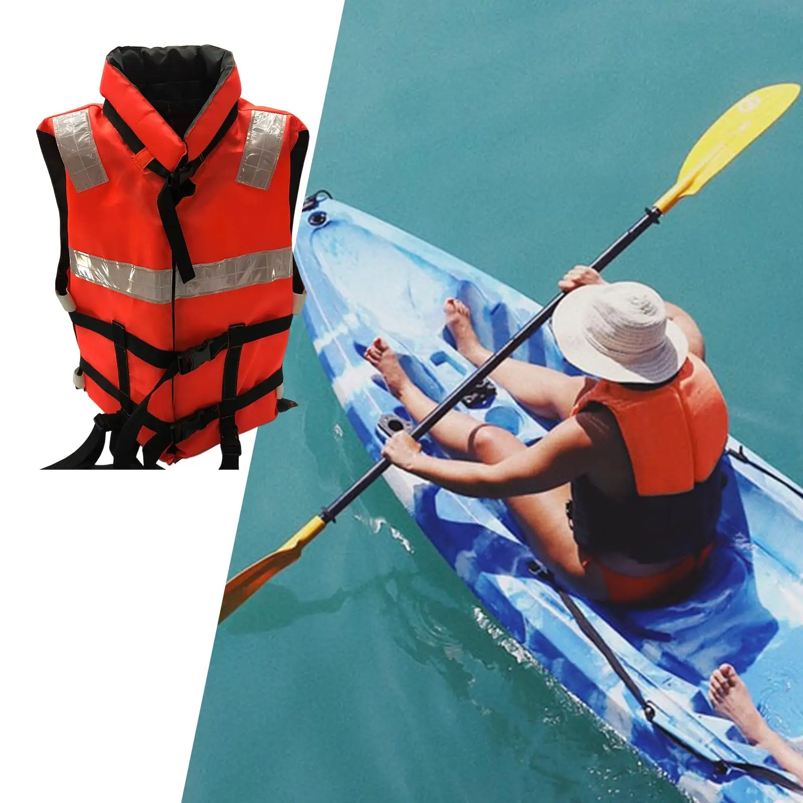 Orange Life Jackets Swimming Vest for Fishing Sailing Elastic and Soft Fabric Back Double Webbing Skin Friendly Comfortable