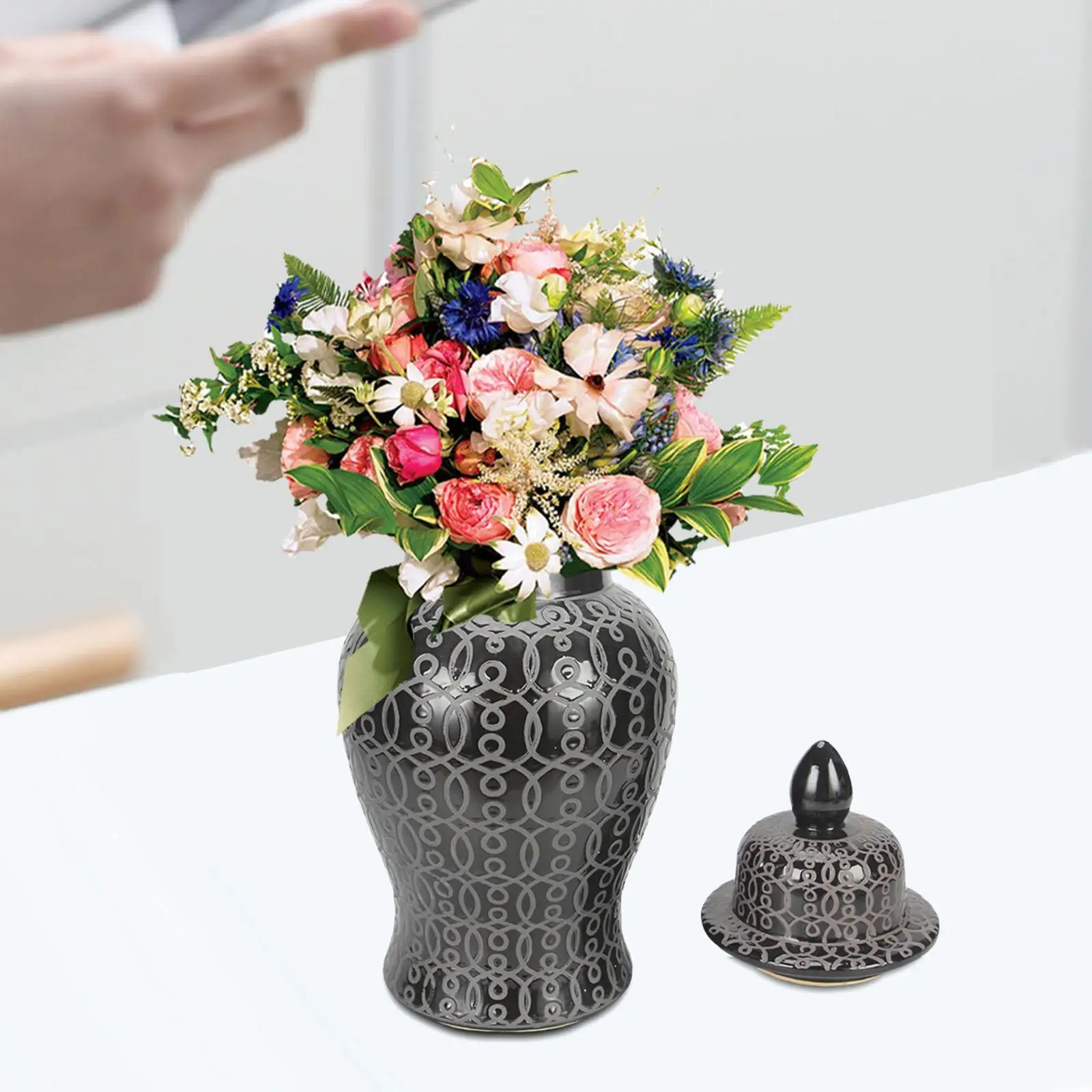 Multipurpose Ginger Jars Decorative Jar Table Centerpiece Vase Container Canister with Lid for Cupboard Kitchen Counter Decor