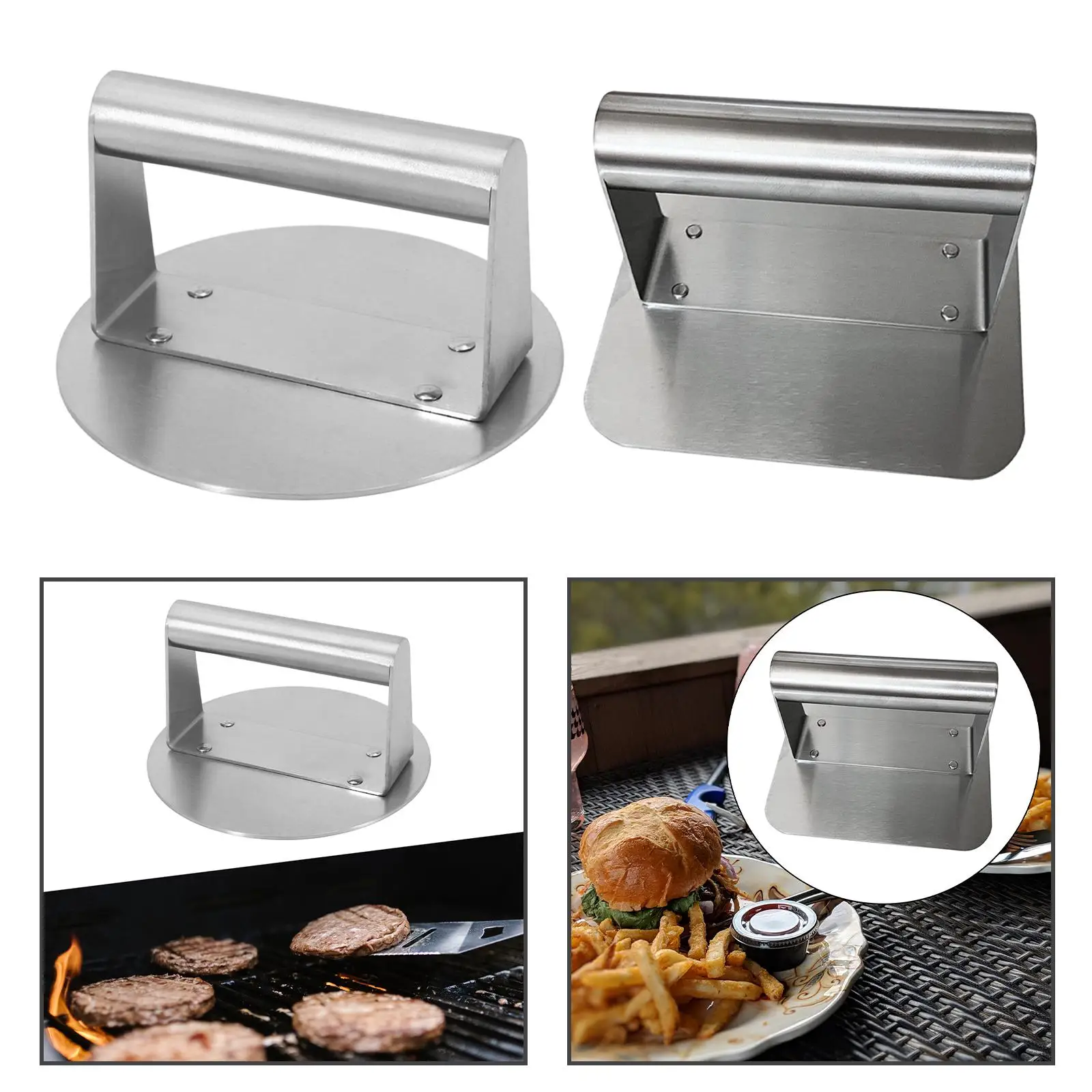 BBQ Press Burger Smasher Smooth Nonstick Meat Tenderisers Flat Cookie Presser for Cooking Sandwiches Flatbreads Steak Paninis