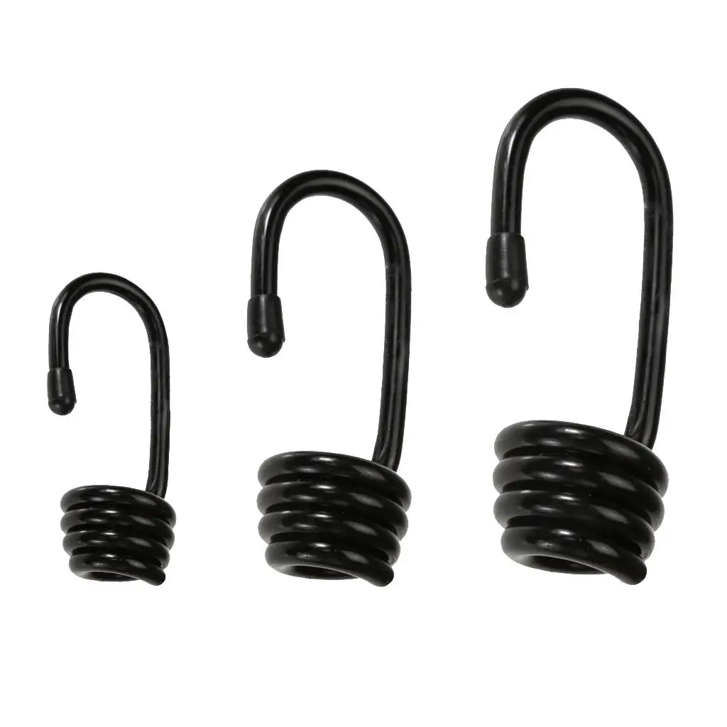 2 Pack Plastic-coated  Shock Cord Hook For 6/10mm Luggage Straps