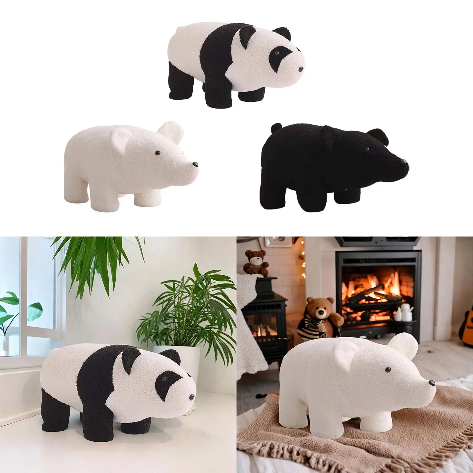 Cute Animal Footstools Stable Soft Padded Non Skid Shoe Changing Stool Small Footstool for Playroom Home Bedroom Living Room