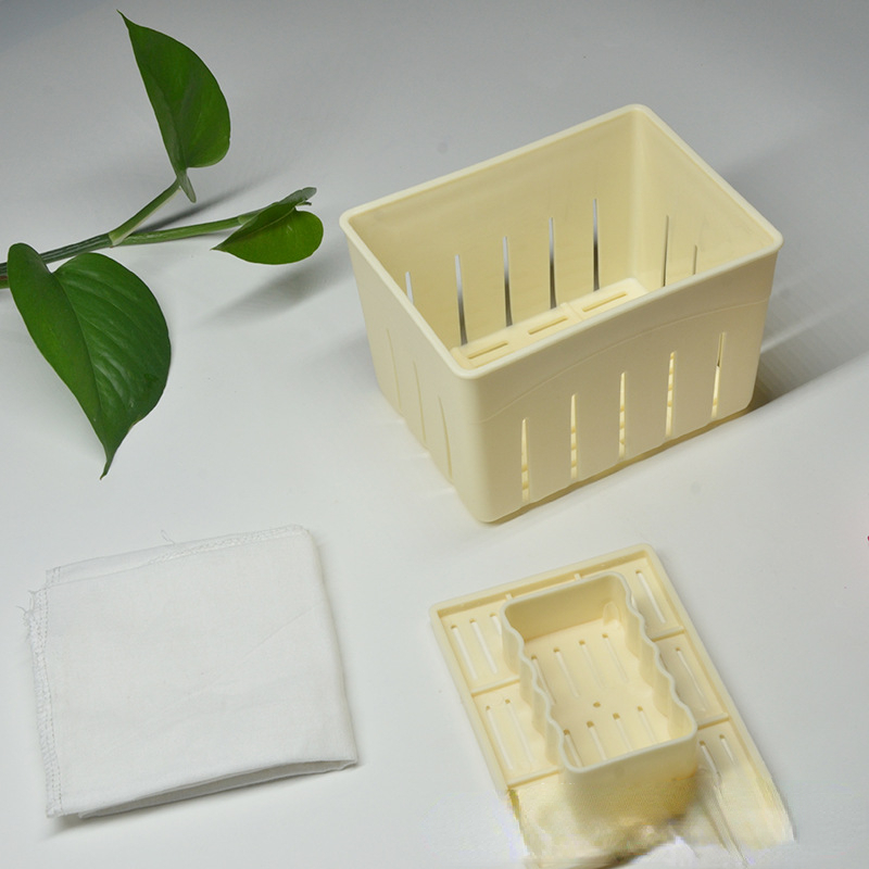 Description Picture 3 of item1 Pcs/Set Plastic Tofu Maker Press Mold Kit + Cheese Cloth Soy DIY Pressing Mould Kitchen Tools Food Grade PP