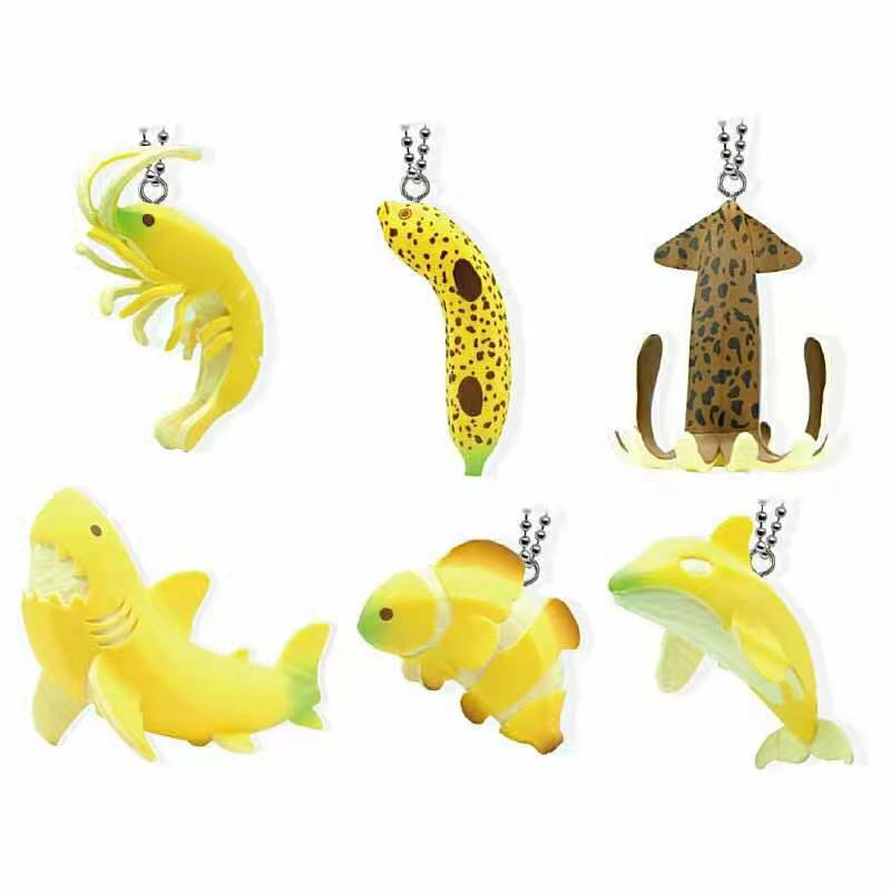 Qualia Original Gashapon Kapsel Spielzeug Schlüssel bund niedlichen Kawaii Meeres organismus Bananen hai Hummer Delphin Octop kreatives Geschenk – Detail 3