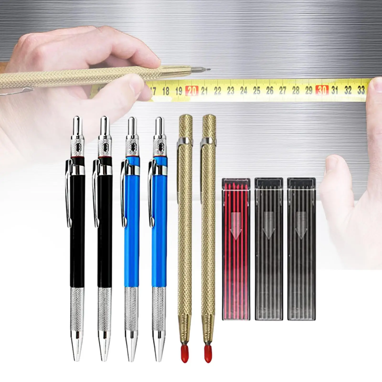 Carpenter Automatic Pencil Set with 36 Refills Leads Marker Set Marking Tool for Architect Scriber Glass Woodworking Ceramics