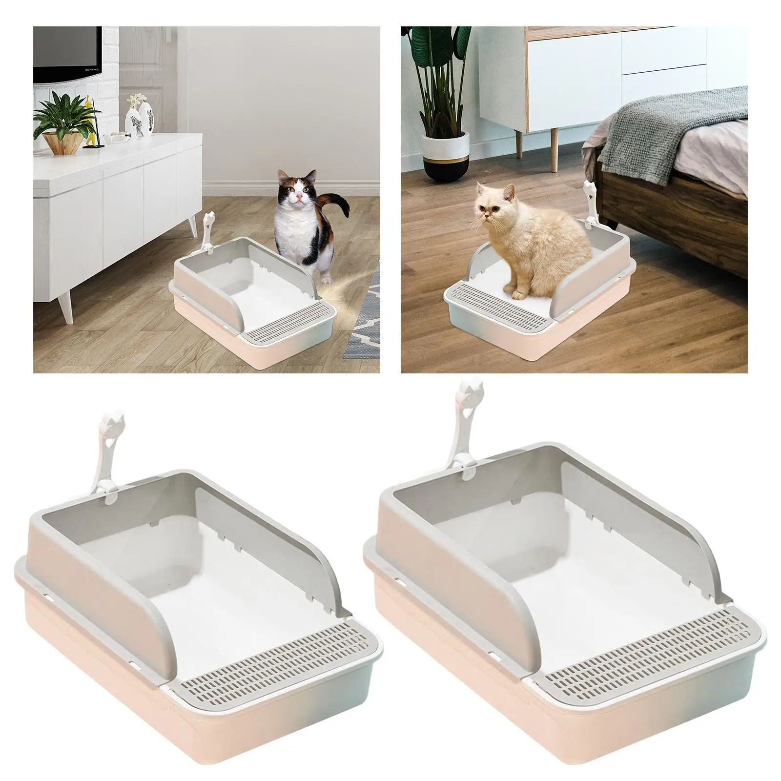 Open Air Litter Box Deep Loo Easy to Clean Bedpan Kitten Litter Tray Sturdy with High Side Pet Litter Tray for Bunny Kitten