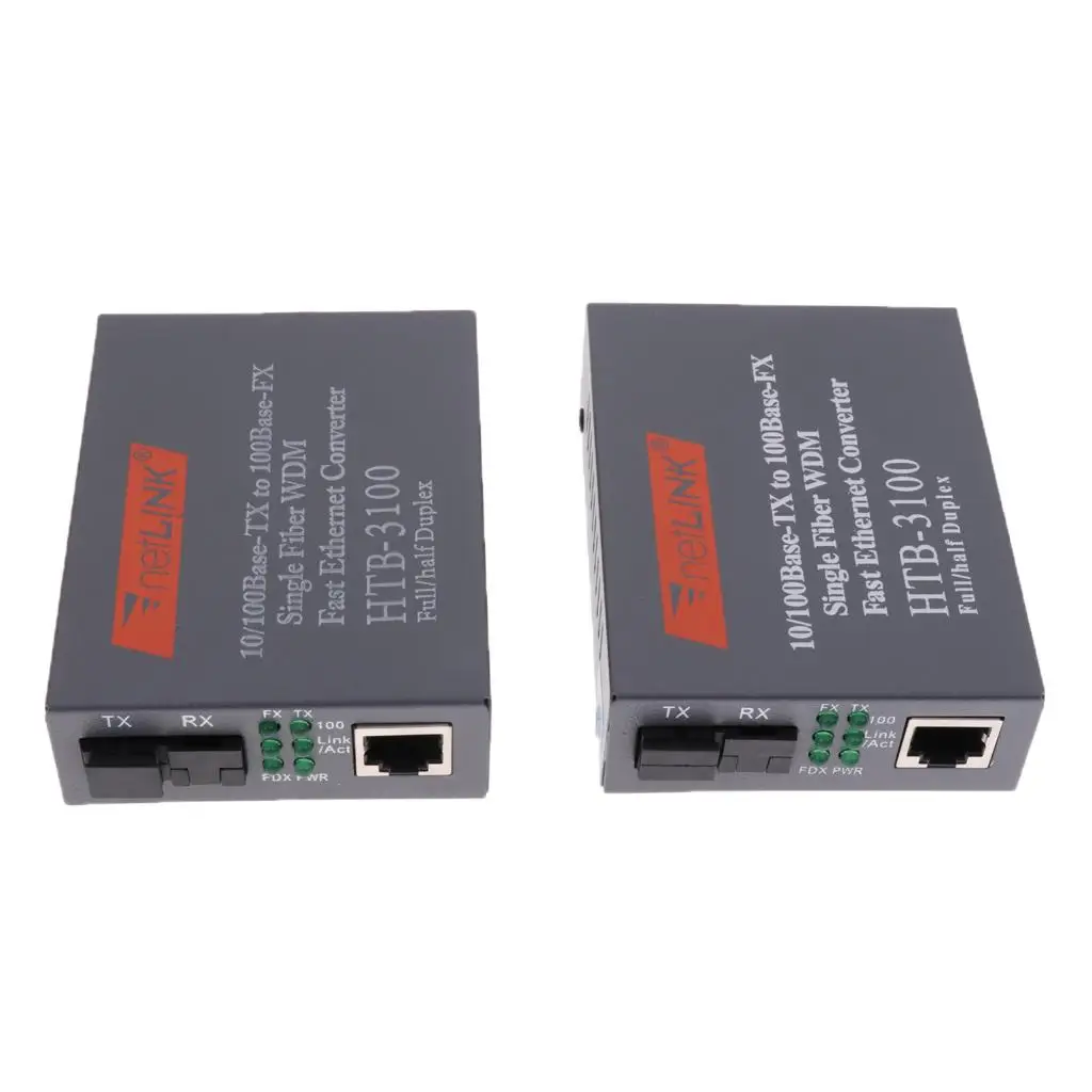 10/100M Singlemode 25KM Simplex SC Fiber Optic to RJ45 Ethernet Converter EU