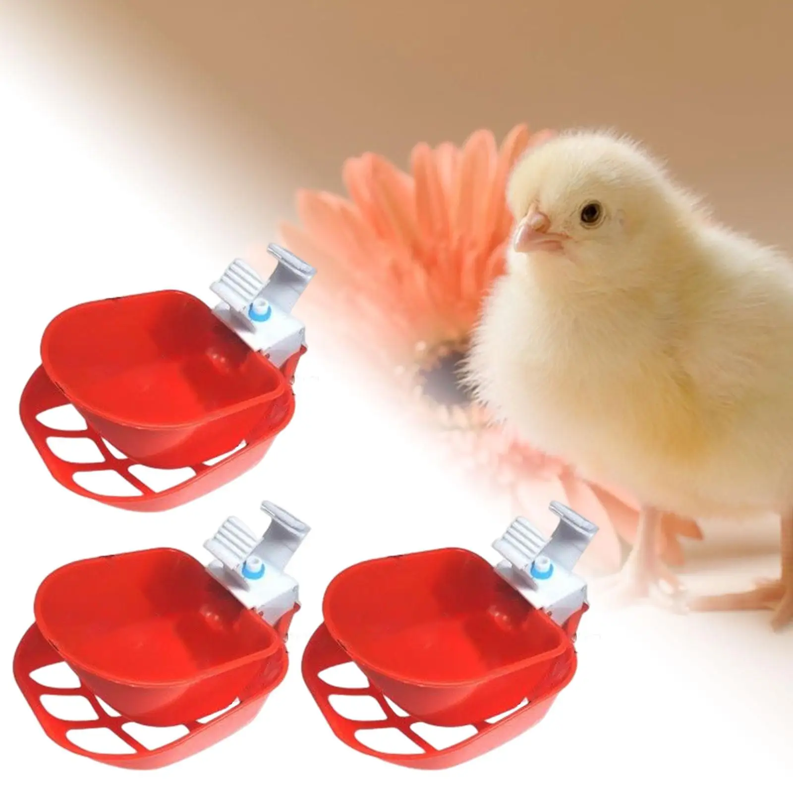 3 Pieces Chicken Waterer Cage Hang Portable Water Bowl for Hen Goose Birds Farm Turkeys