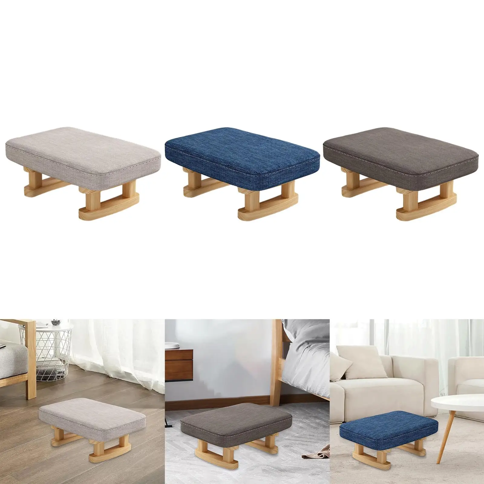 Padded Foot Stool Bench 41x30x18cm/16.14x11.81x7.09inch Rectangle Step Stool for Porch Bedroom Living Guest Room Playroom