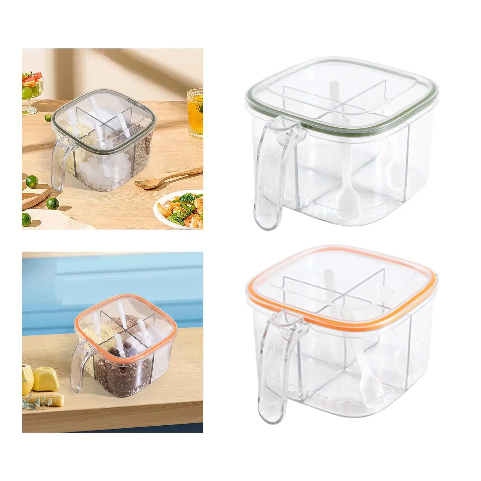 Seasoning Box 4 Storage Compartmentss Dustproof for Dining Room