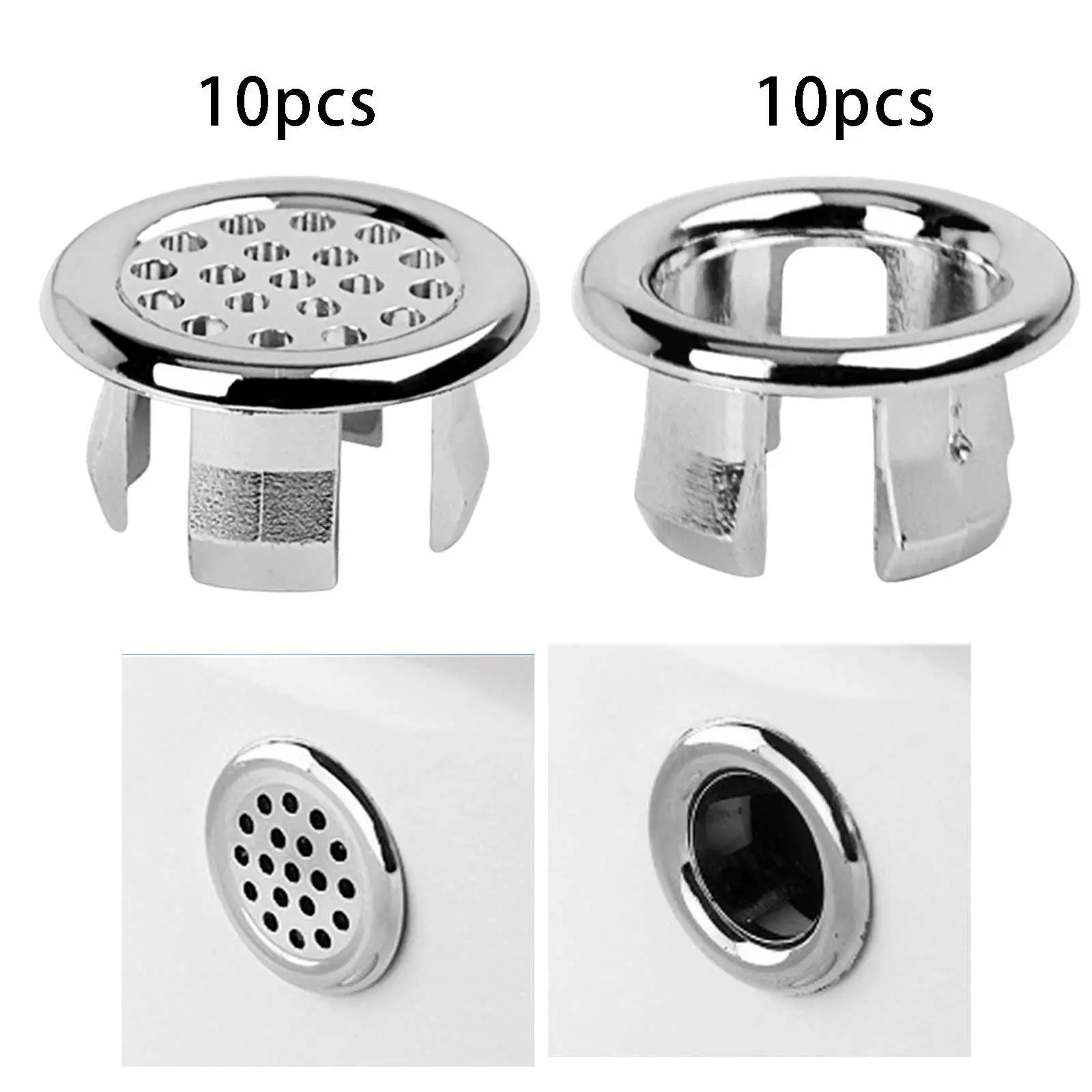 10Pcs Drain Overflow Cover Vanity Sink Overflow Cap Overflow Cover Wash Basin Overflow Ring for Kitchen Bathtub Bathroom