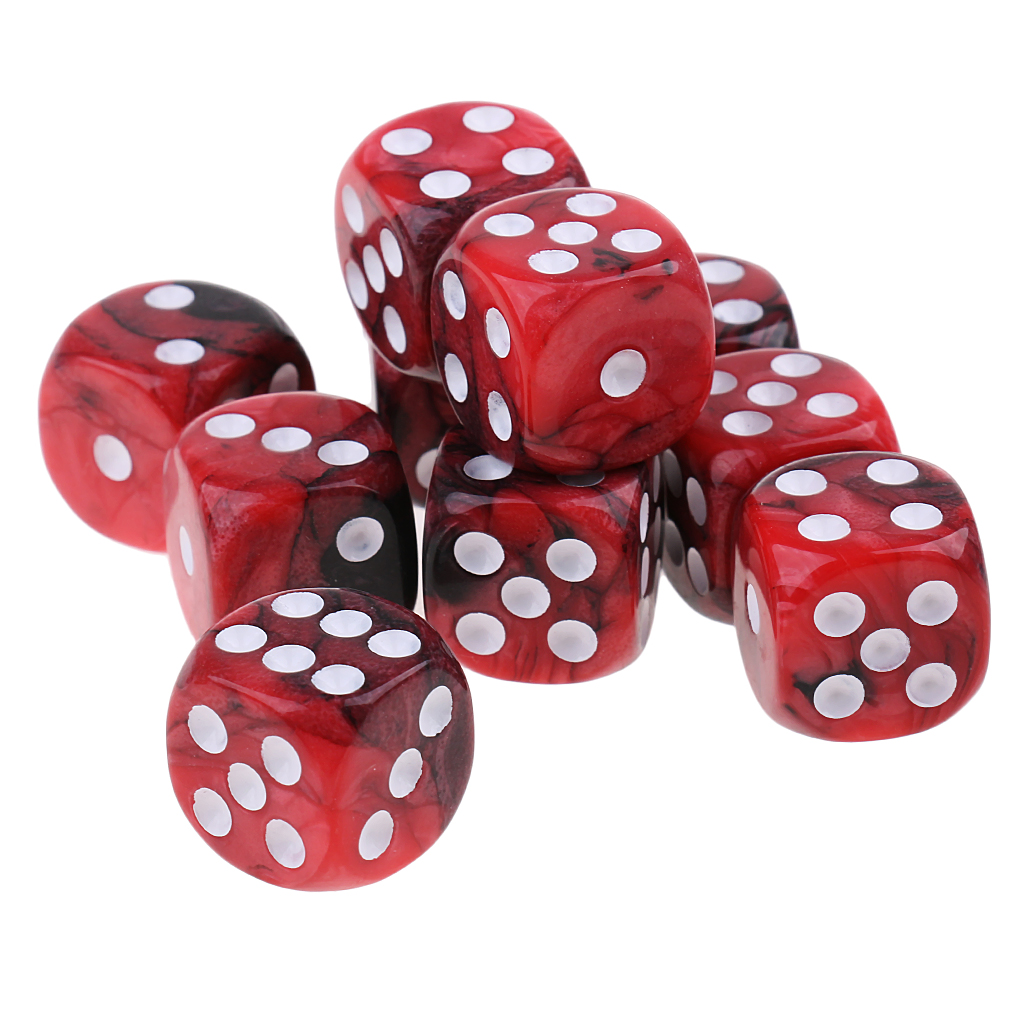 10x D6 Six Sided Table Game Dice 16mm for Gaming Dice