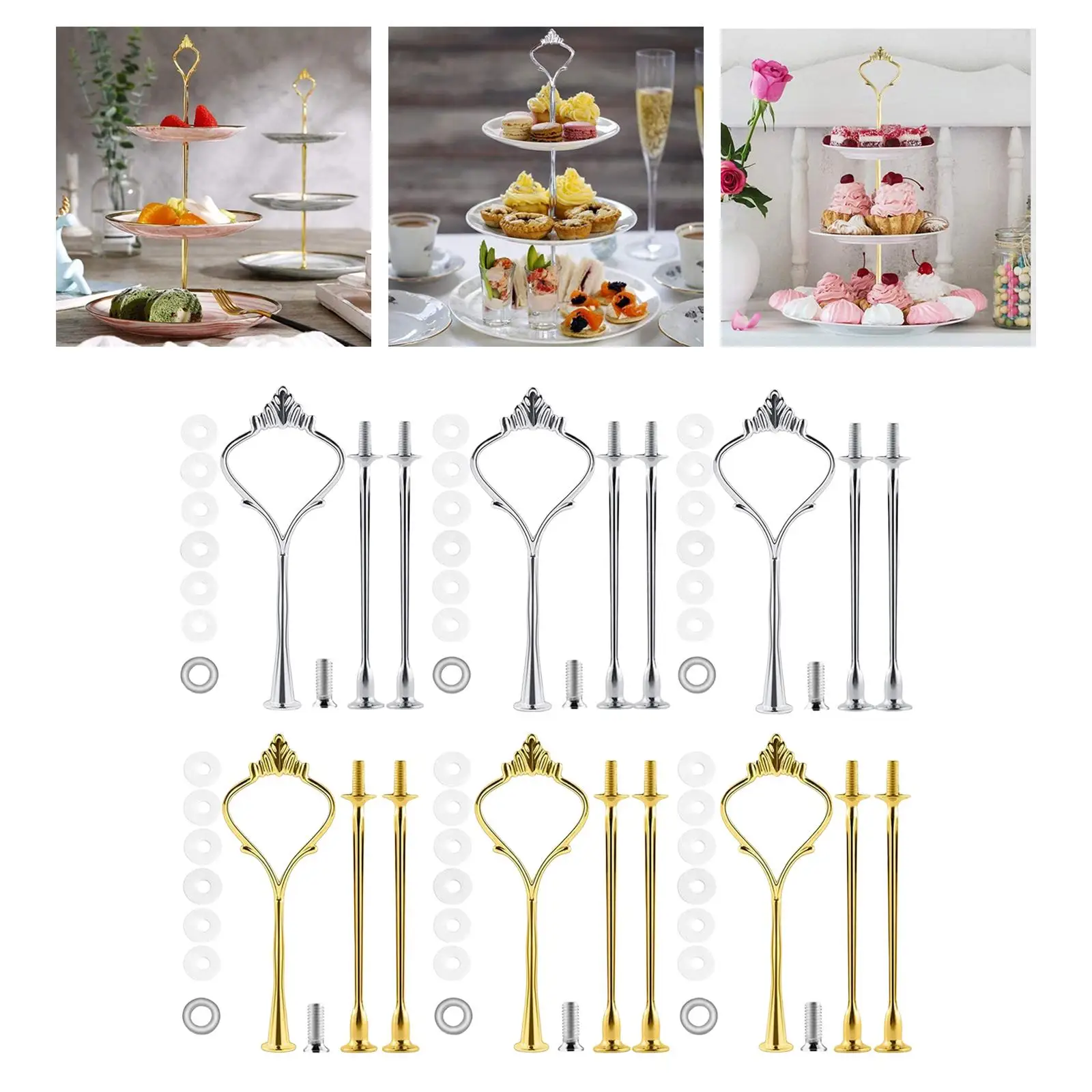 Plate Stand Handles Sturdy Fitting 3 Tier Cupcake Plate Stand Hardware Rod for Kitchen Wedding Party Anniversary Shop
