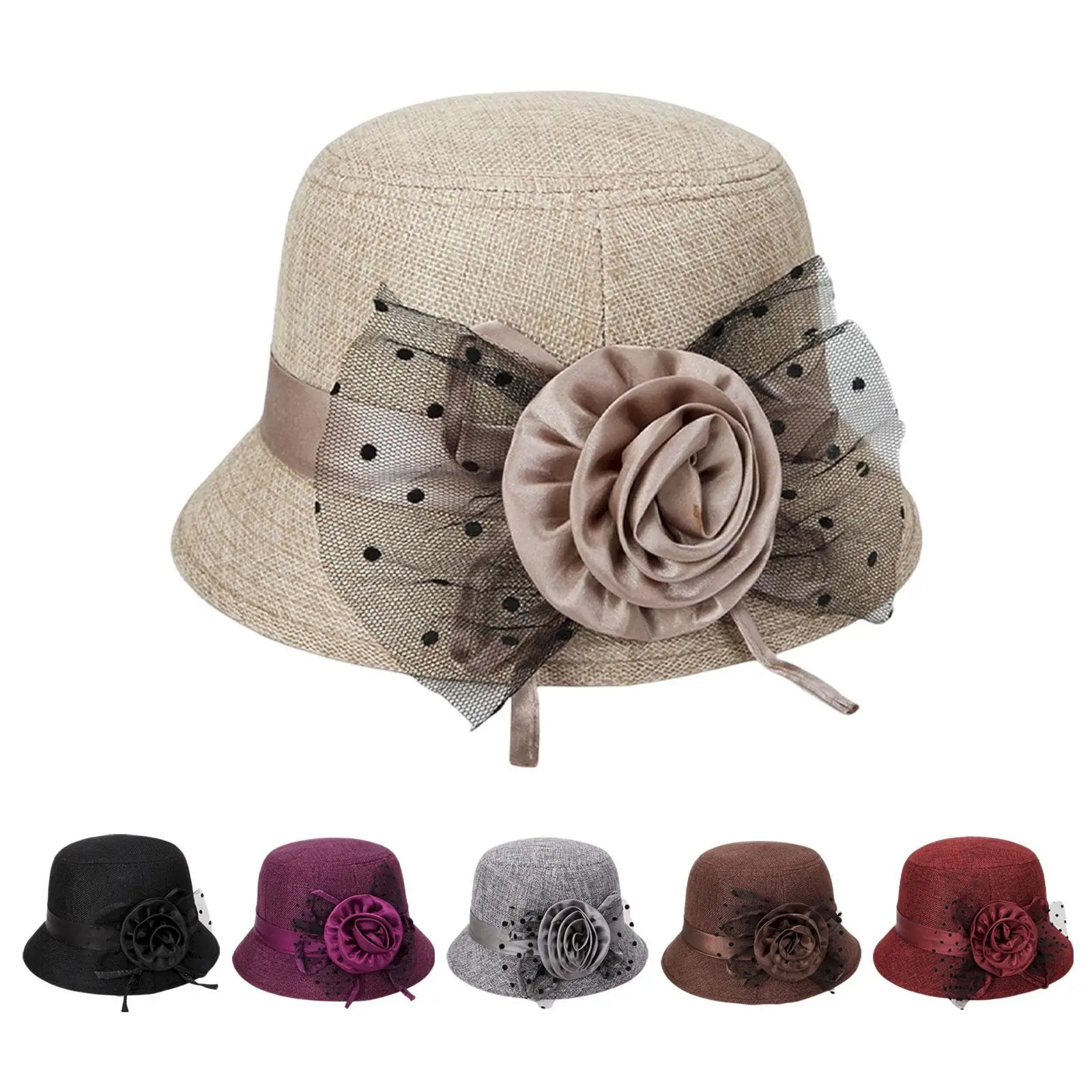 Women Top Hat Decorative Sun Protection Beach Sun Hat Fashion Bucket Hat Casual Sunhat Summer Hat for Summer Photo Props Outdoor