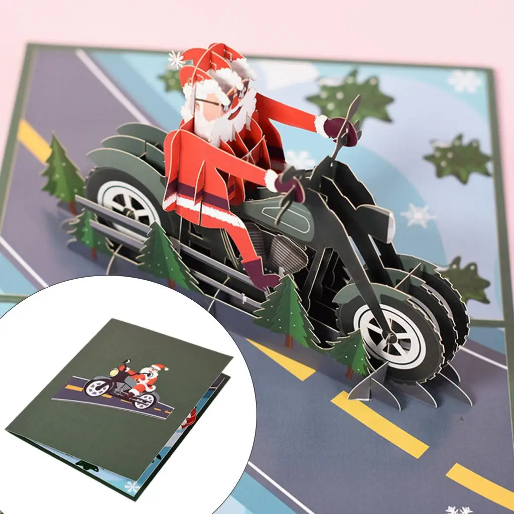  Riding Motrobike Christmas Cards  2022 Handmade  Winter Greeting Cards New Years