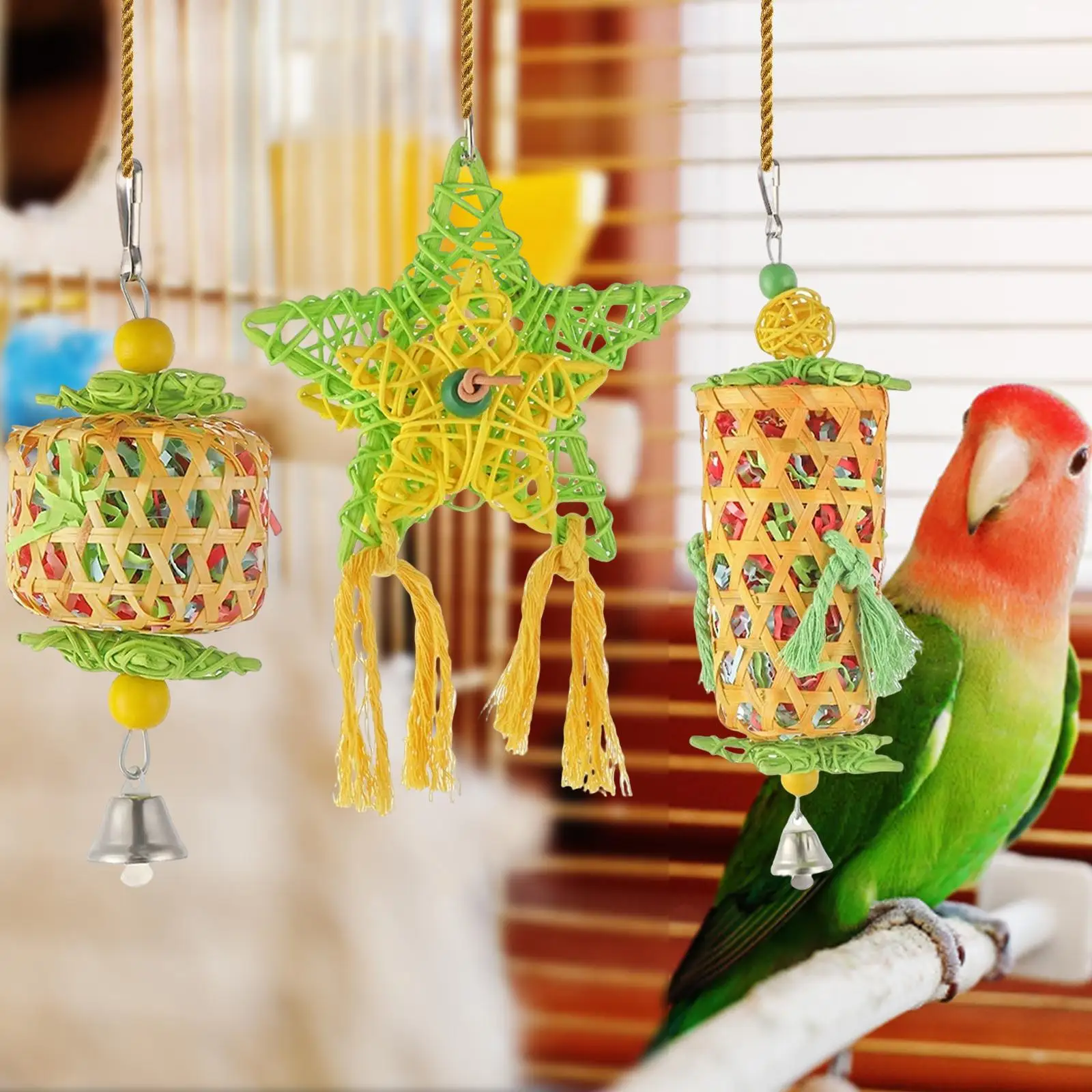 3Pcs Bird Chewing Toy Tearing Toy Perch Parrot Toys for Conures Cockatoos