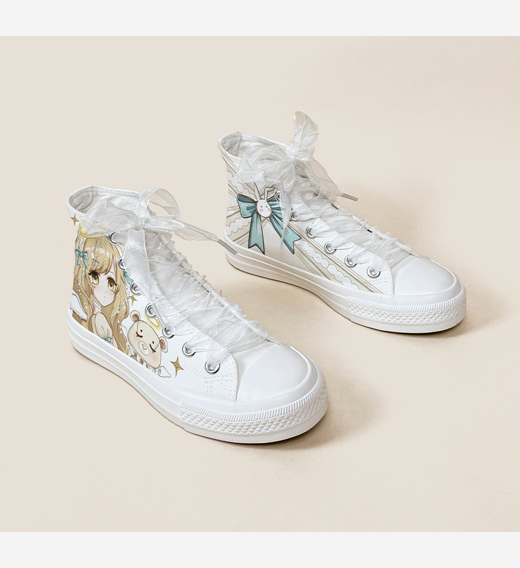 Amy und Michael Lolita Schuhe Schöne Mädchen Studenten High Top Handbemalte Canvas Sneakers Atmungsaktive Kawaii Frauen Casual Trainer – Detail 8
