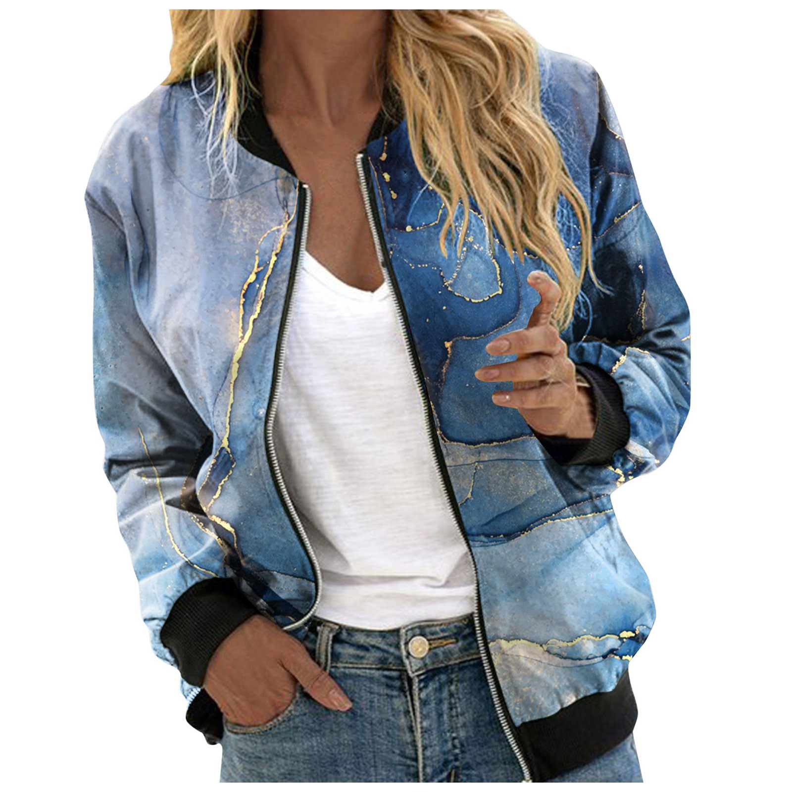 Title 3, Zipper Printed Jacket For Womans Long Sleeve Ca...