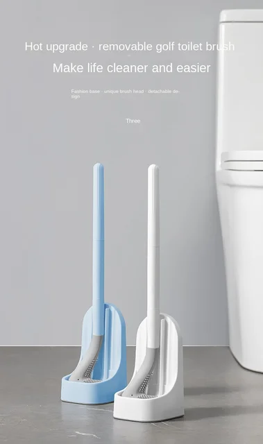 Brosse de wc à long manche - En silicone de golf - Brosse wc intégrée en  silicone - Pas de rouille avec poignée extra longue - Fixation murale