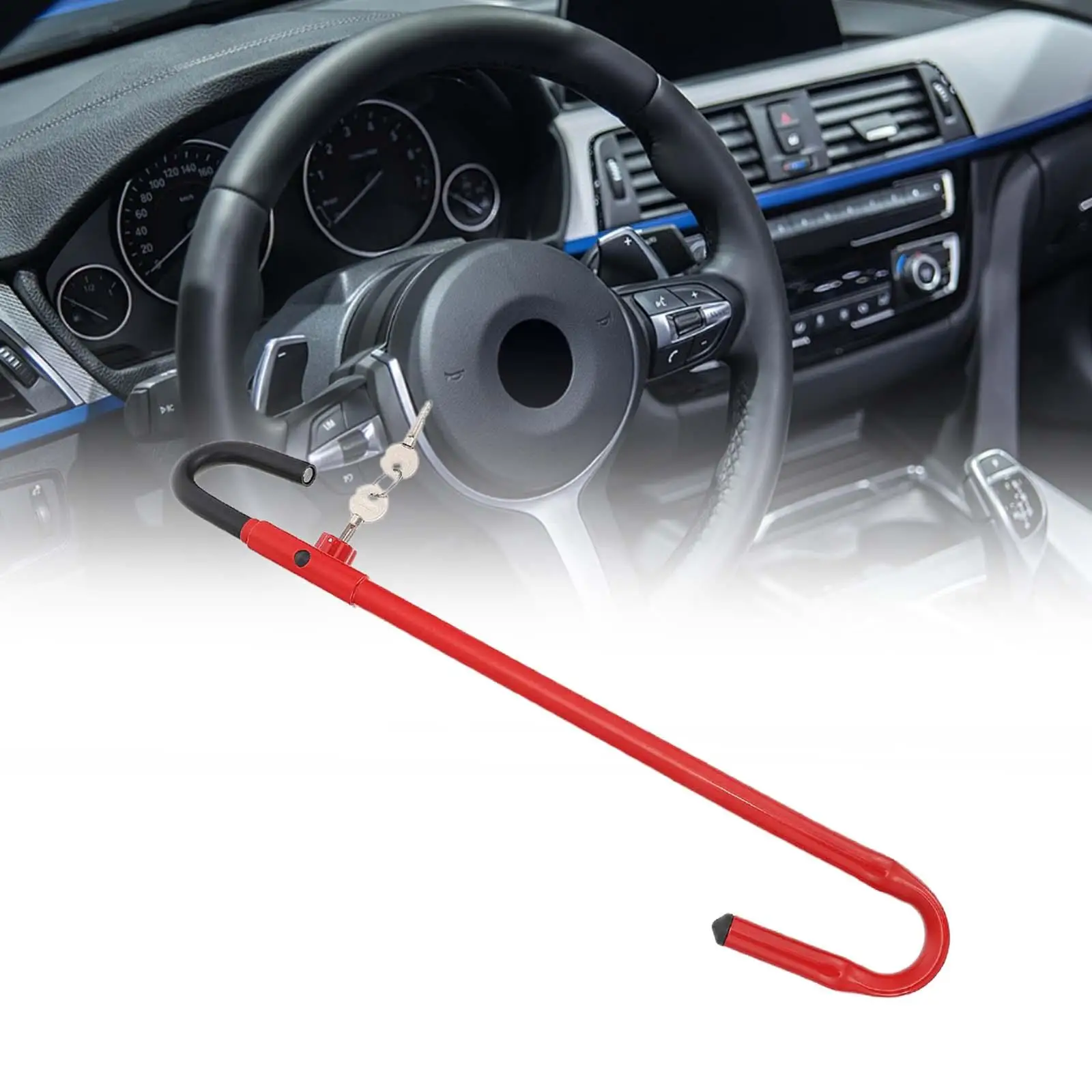 Car Steering Wheel Lock Easily Install with 2Pcs Keys Accessory Security Brake Pedal Lock for Trucks Automotive SUV Car