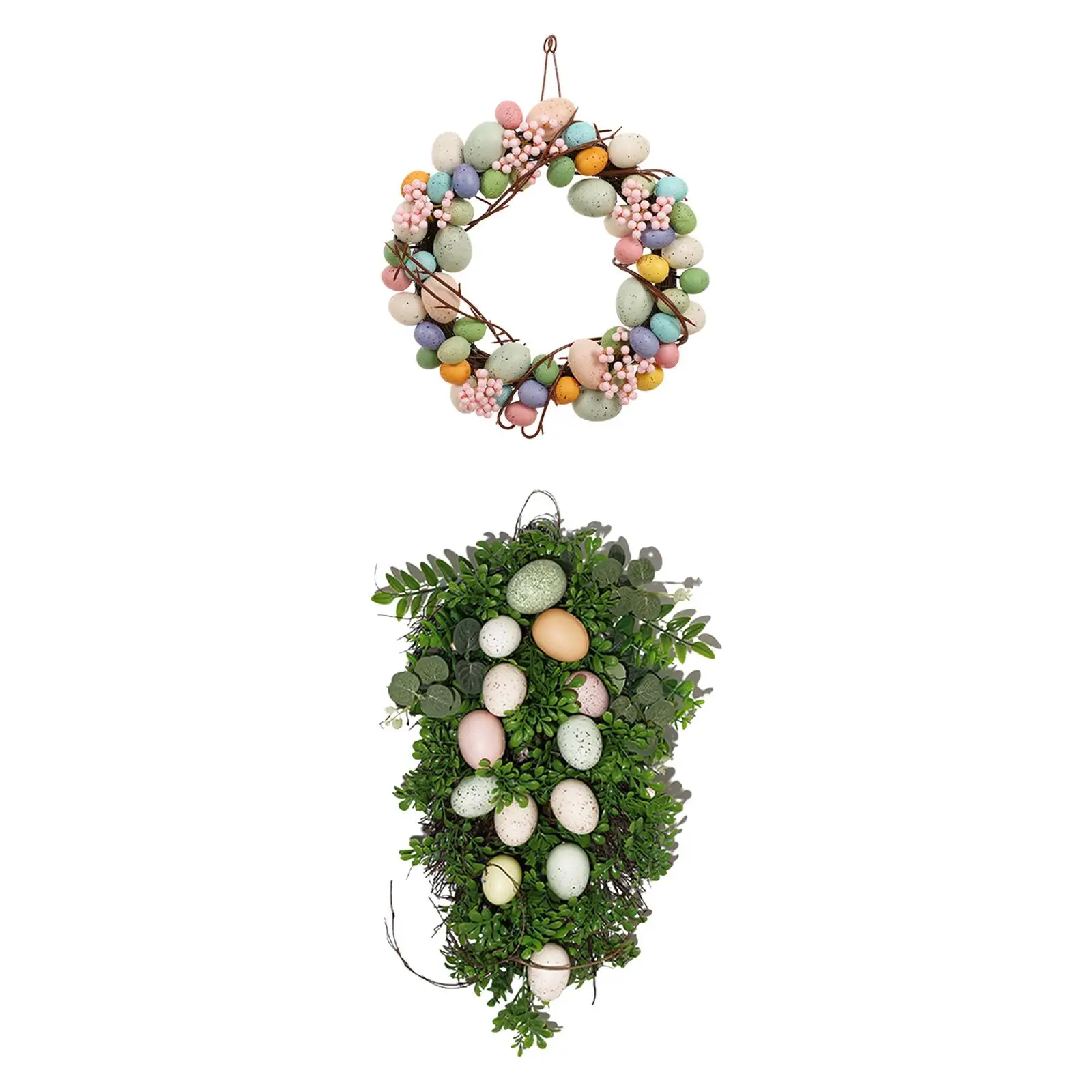 Easter Colorful Egg Wreath Handmade Wall Hanging for Easter Day Fence Window