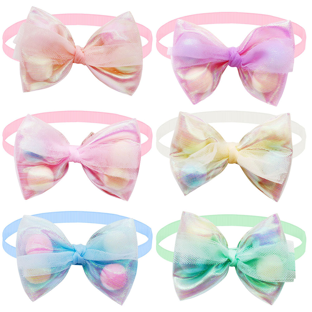 50PCS Lace Bow Ties for Small Dog Adjustable Dog Collar Cat Collar Cute Pompoms Bowties for Puppy Dog Grooming Accessories