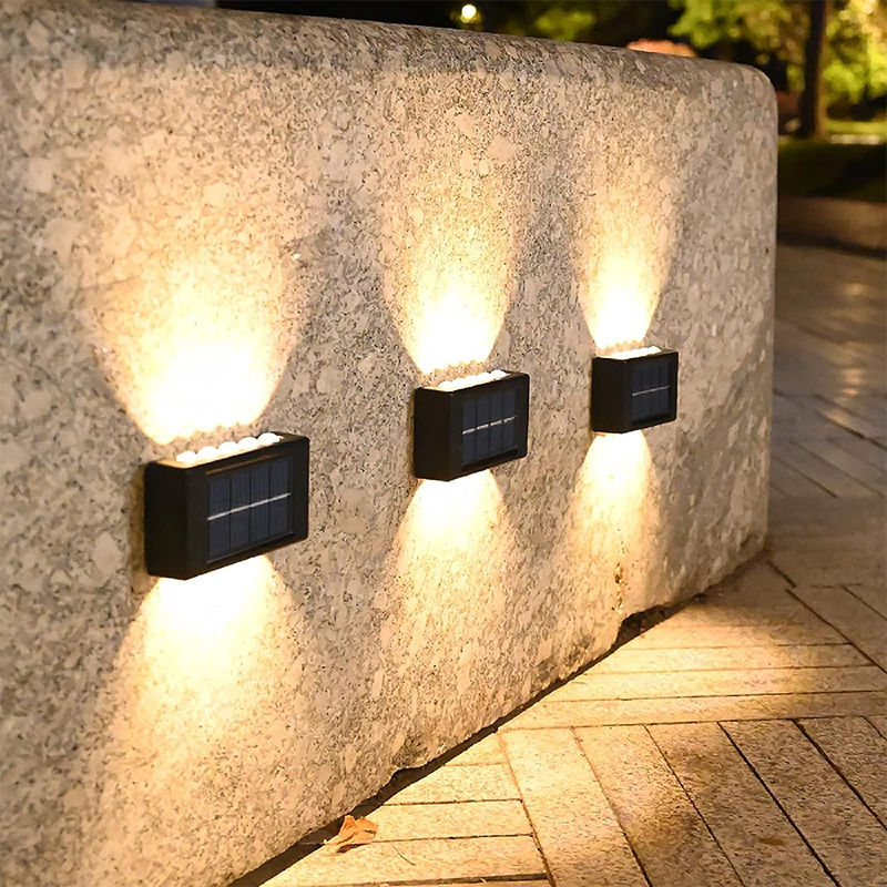 1~4Pack Solar Wall Lights Outdoor 16LED Waterproof Lamp Up And Down Convex Lens Lighting For Garden Landscape Balcony Decoration