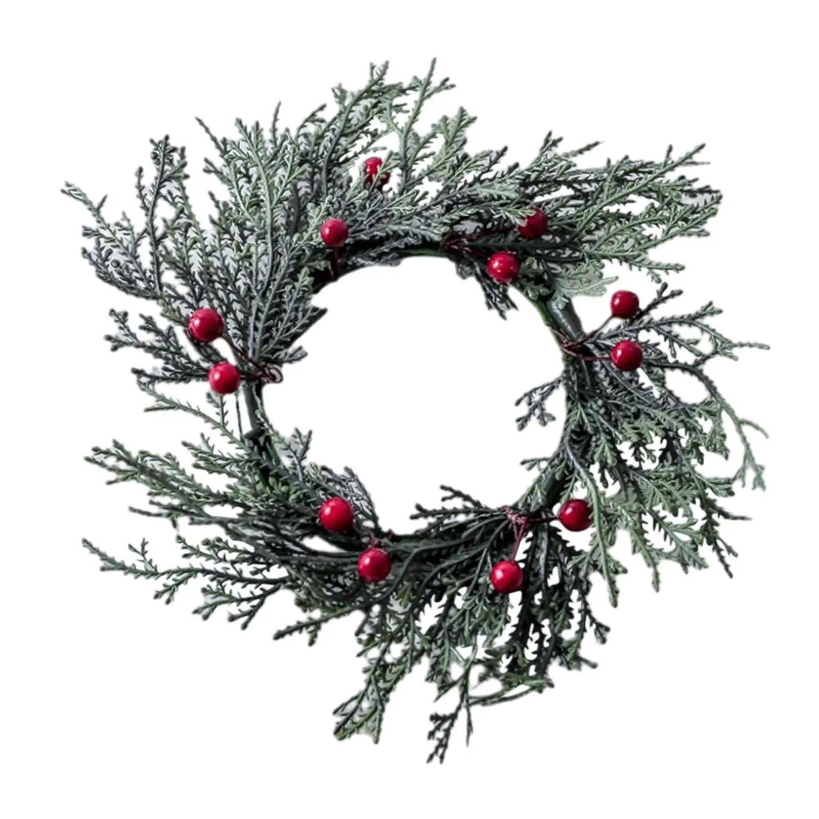 Christmas Candle Ring 8inch Artificial Wreath Christmas Garland Ornament for Pillars Farmhouse Holiday Party Home Table Decor