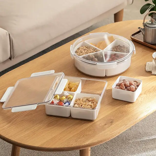 Storage Containers Round Or Square Divided Serving Tray With - Temu