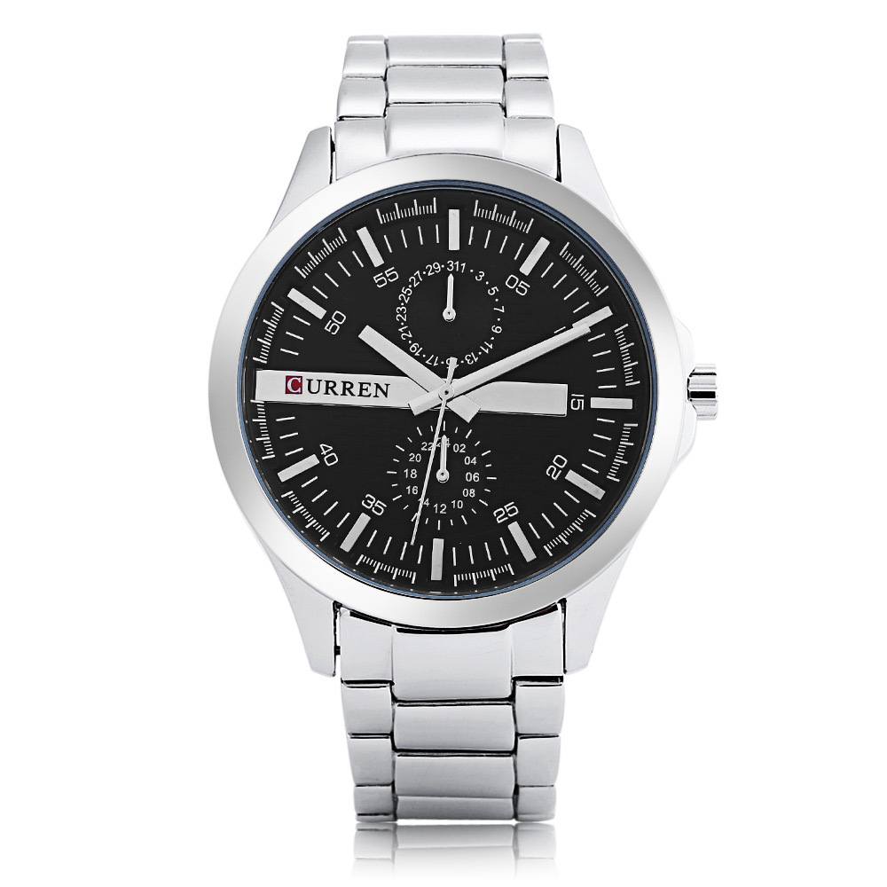 CURREN M8128 Гоночные спортивные часы Черные золотые часы Мужские ...