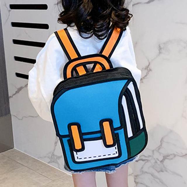 XDOVET Fashion Unisex 3D Backpack Jump Style 2D Drawing Backpack Cute Cartoon School Bag Comic Bookbag for Teenager Girls Boys Daypack Travel Rucksack