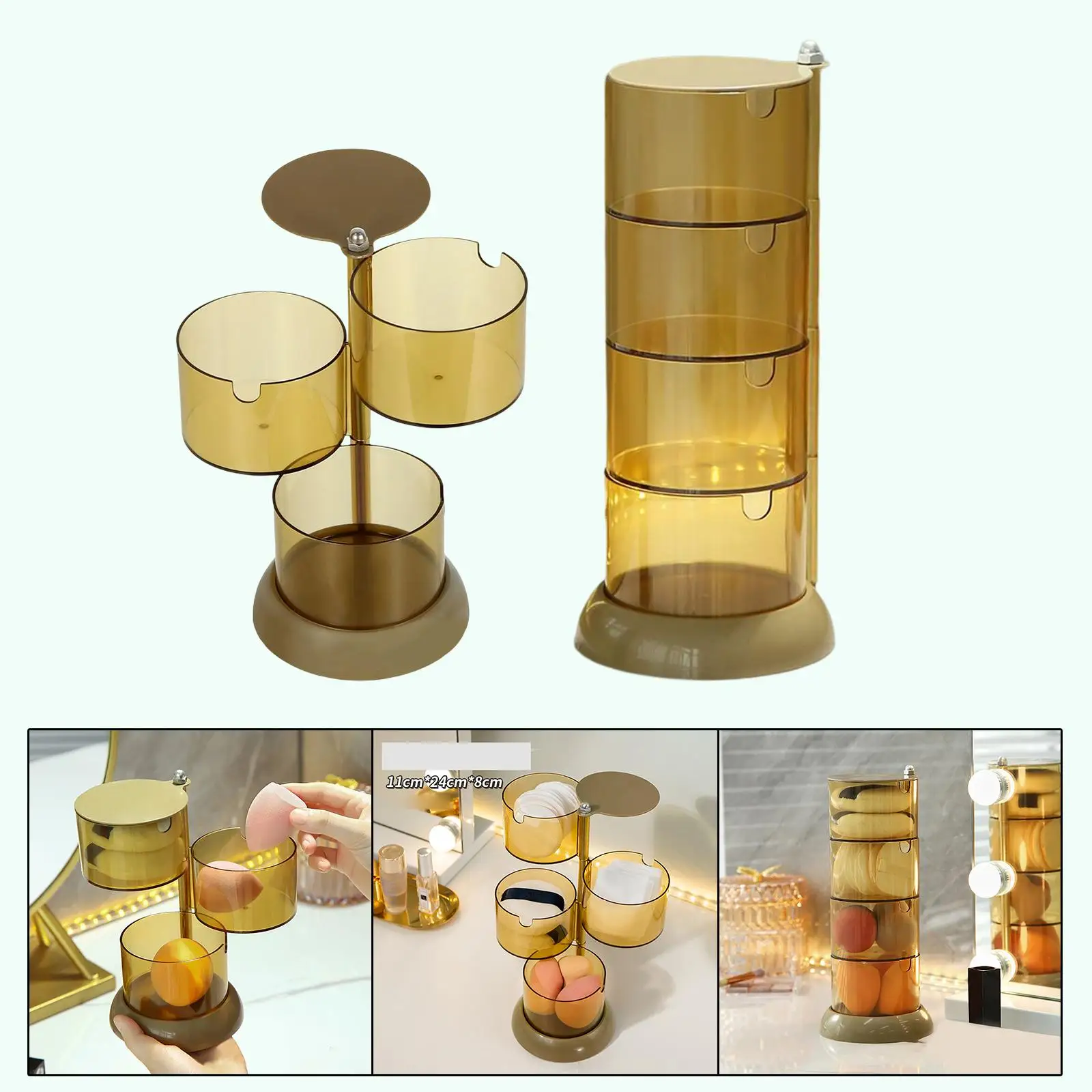 Blender Sponge Holder 360 Rotating Large Capacity Puff Case Shelf u shape Opening Cotton Pads Organizer for Beauty Eggs Jewelry