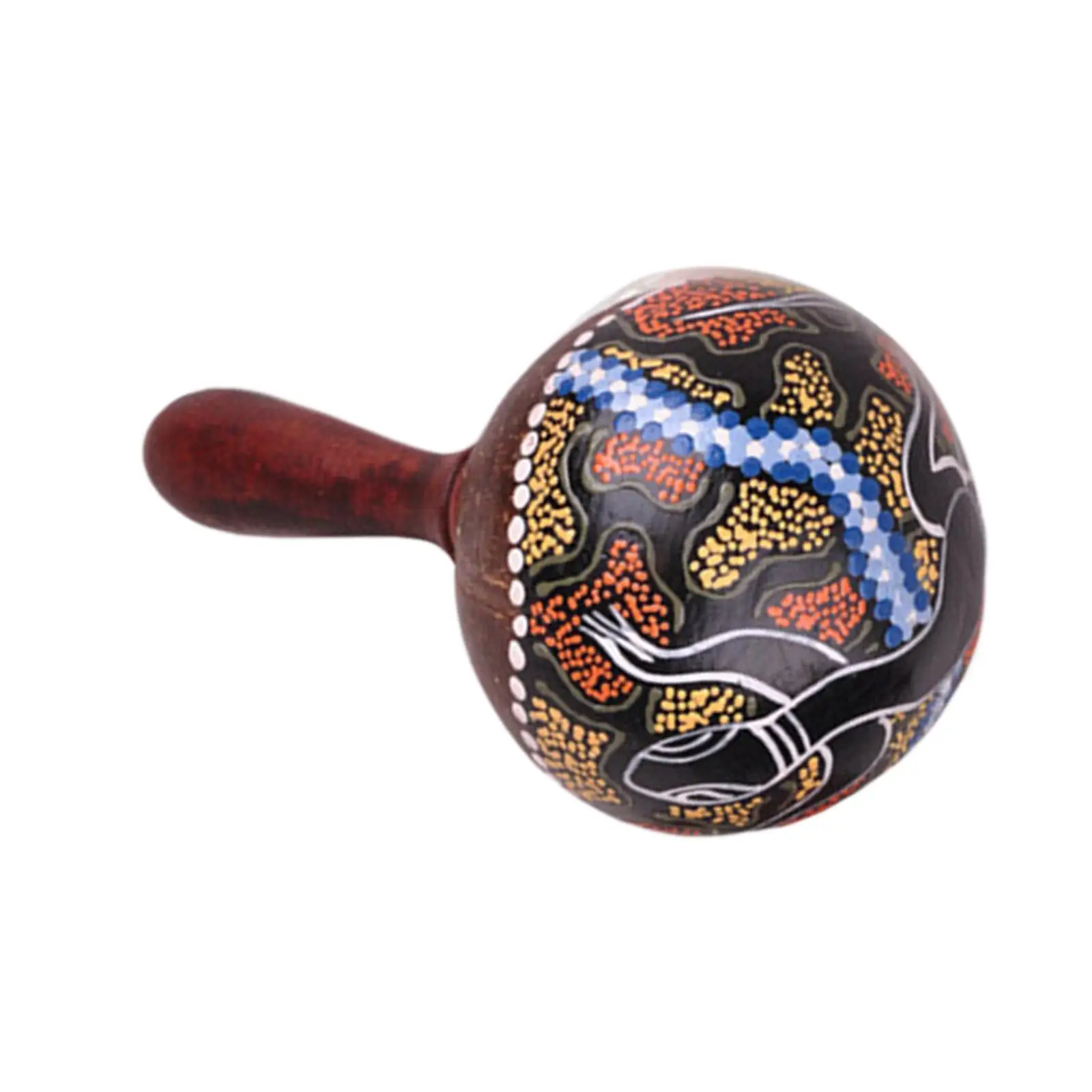 Painted Wooden Maraca Art Craft Toy Hand Percussion Hand Rattle for Gift