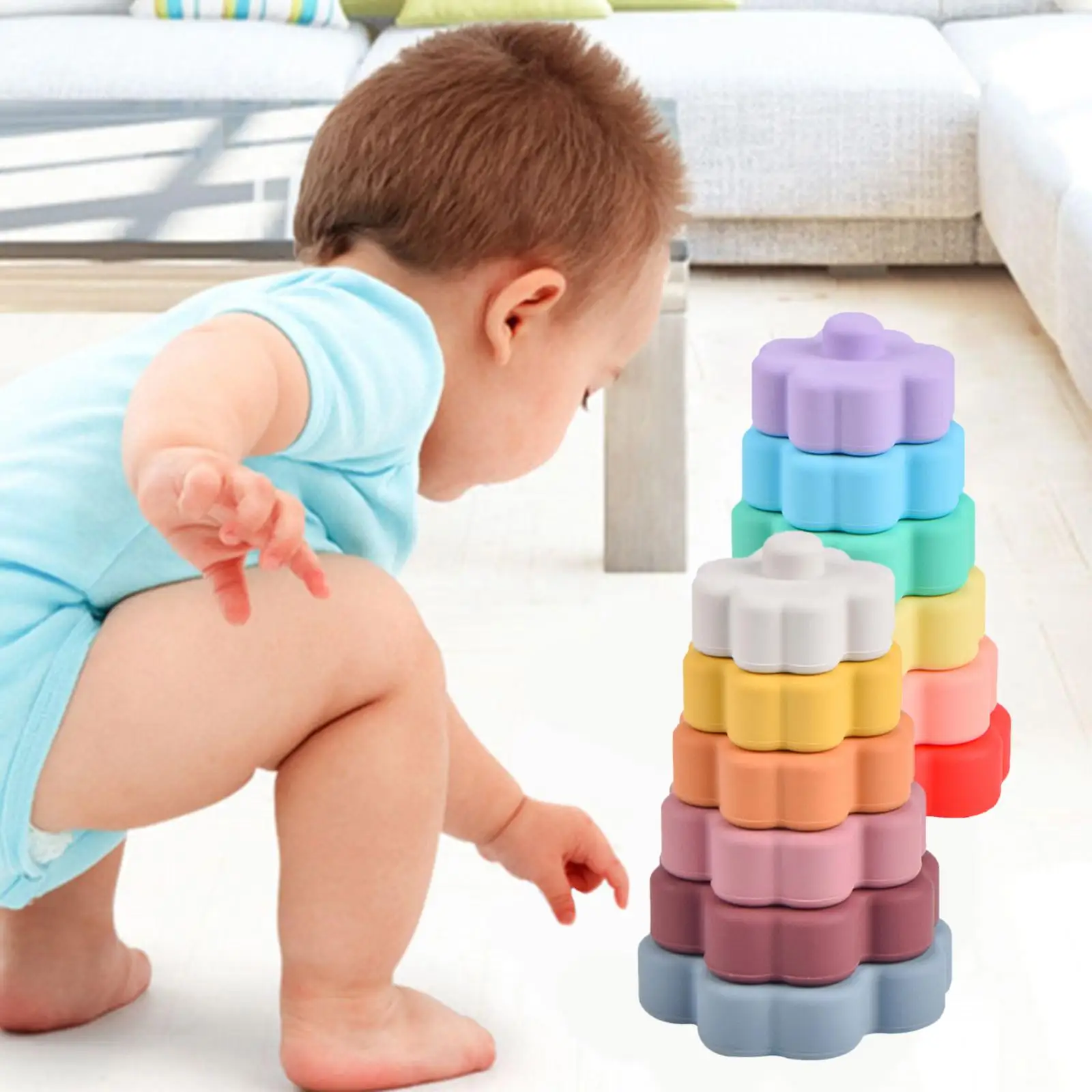 Baby Stacking Toy  Rainbow Stacker Fine  Stacking Rings