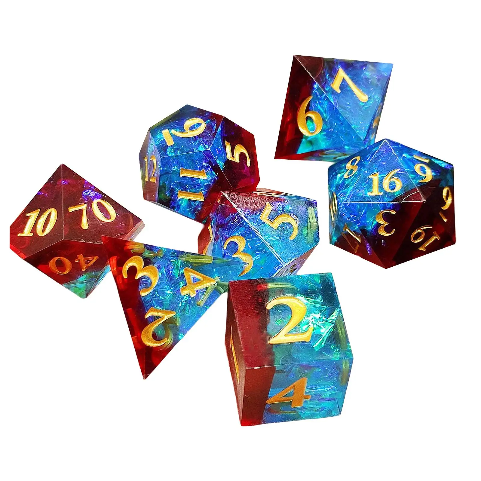 7Pcs Resin Polyhedral Dice Play Entertainment Toys Party Game D4 D6 D8 D10 D12 D20 Dice Game Family Table Game for Bar Cafe
