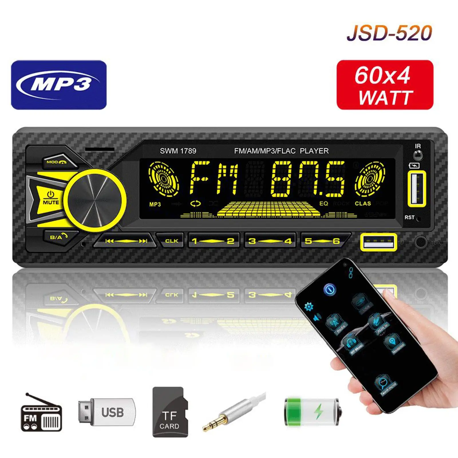 Car Stereo Receiver with Bluetooth MP3 Player Locate and Find Car AUX Input