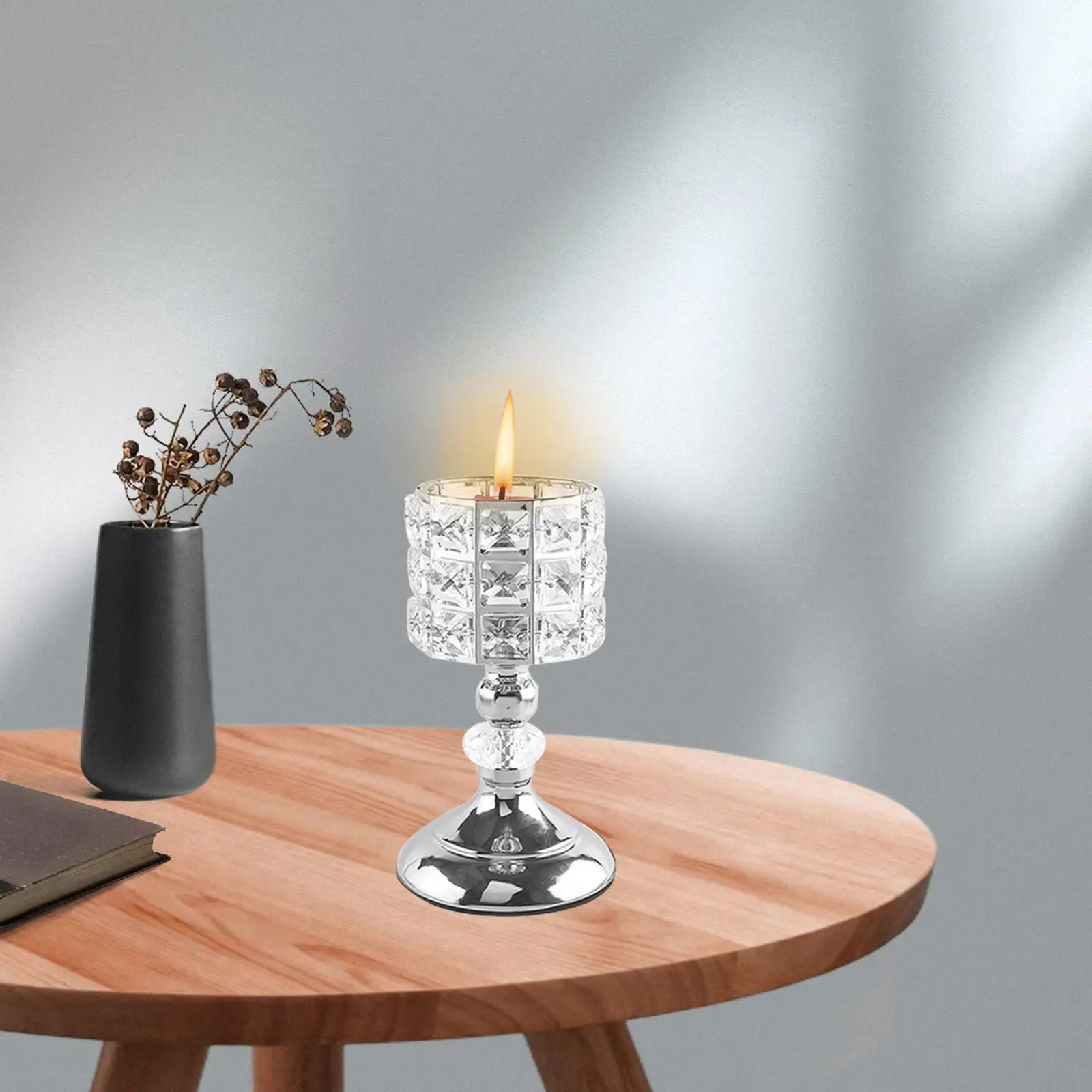 Modern Crystal Candle Holders Candlesticks Decorative Candelabra Stand Tea Light for Dinner  Fireplace Pillar Taper Candle
