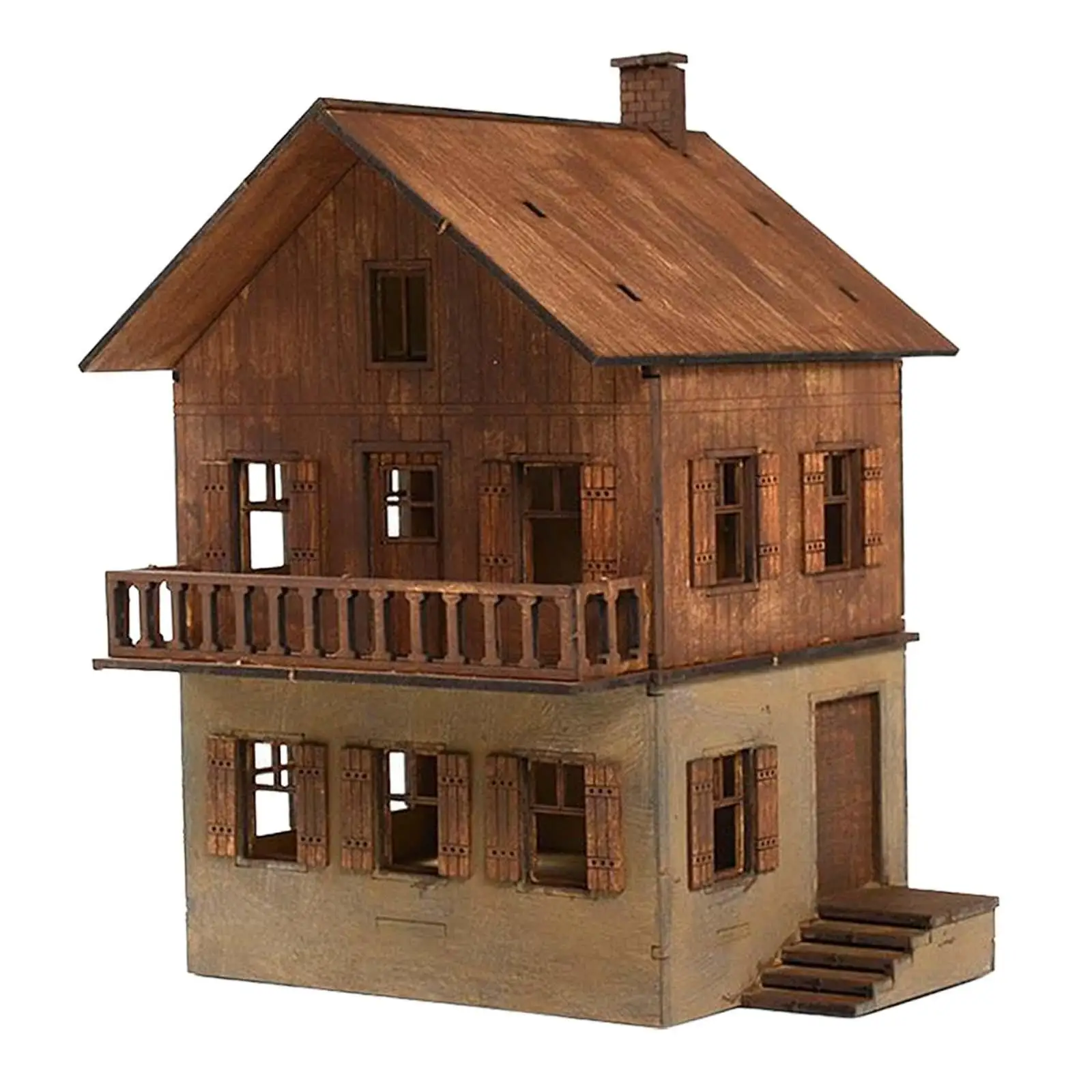 DIY Wooden House Assemble Educational Toys Handmade Wooden Model Kits House Diorama Layout Micro Landscapes Decor Scenery Layout