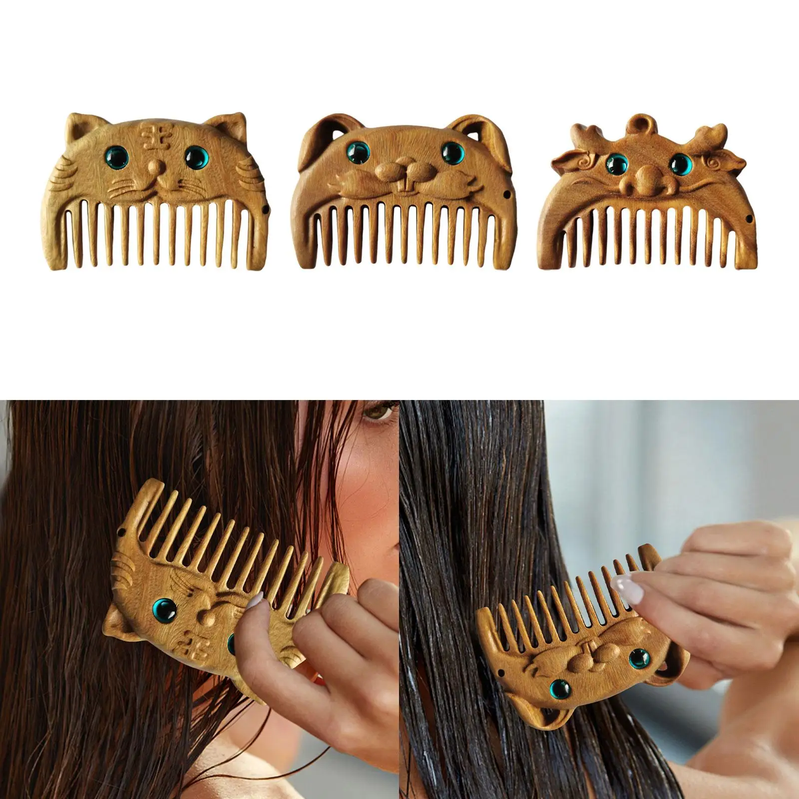 Wooden mini hair combs Cute with Tassel Handheld No Static Pocket Comb Beard Comb for Women Birthday Gift