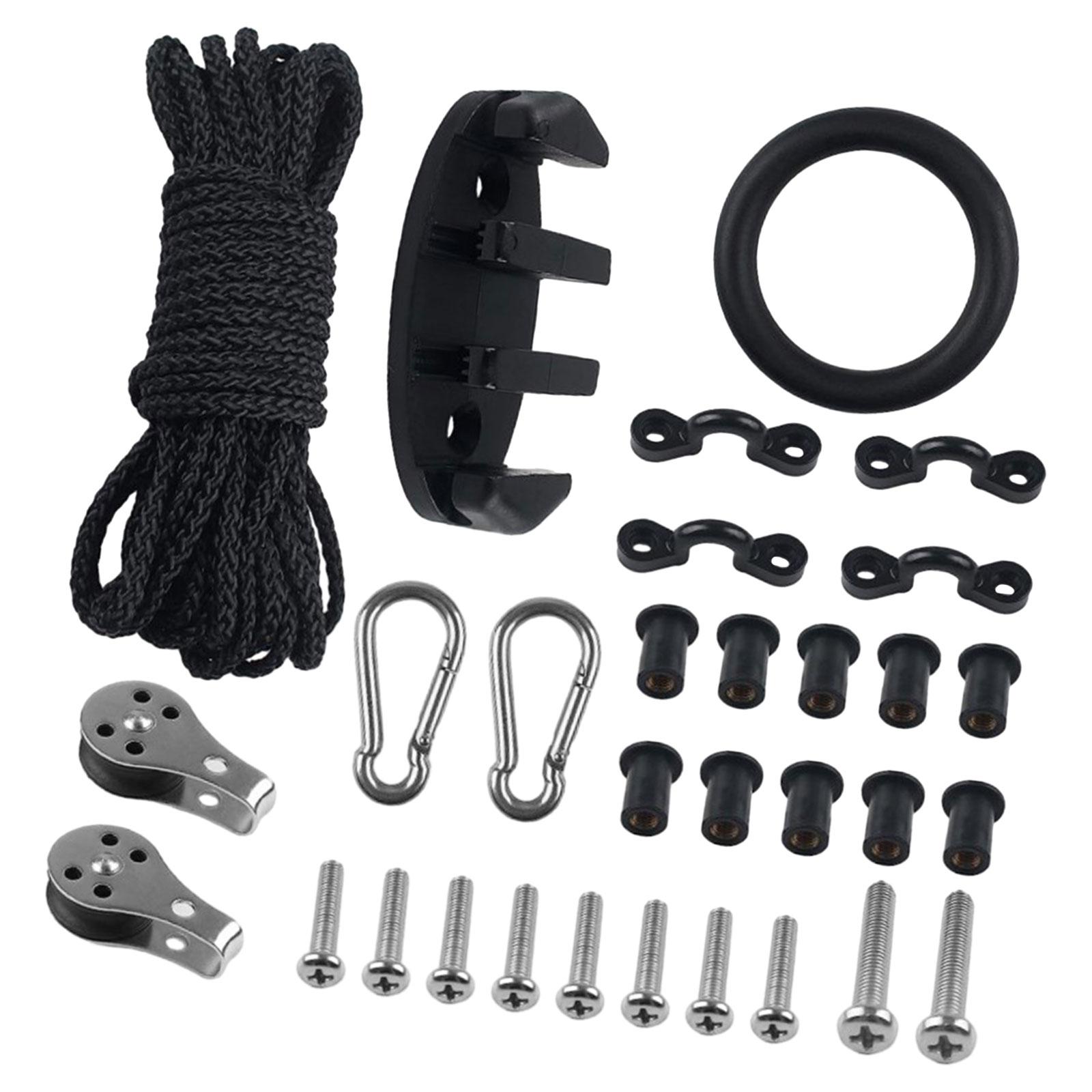 31x Kayak Canoe Anchor Trolley Kit Hardware Portable Zig Zag Cleat 9M Rope for Fishing Boat Water Sports Marine Rubber Dinghy