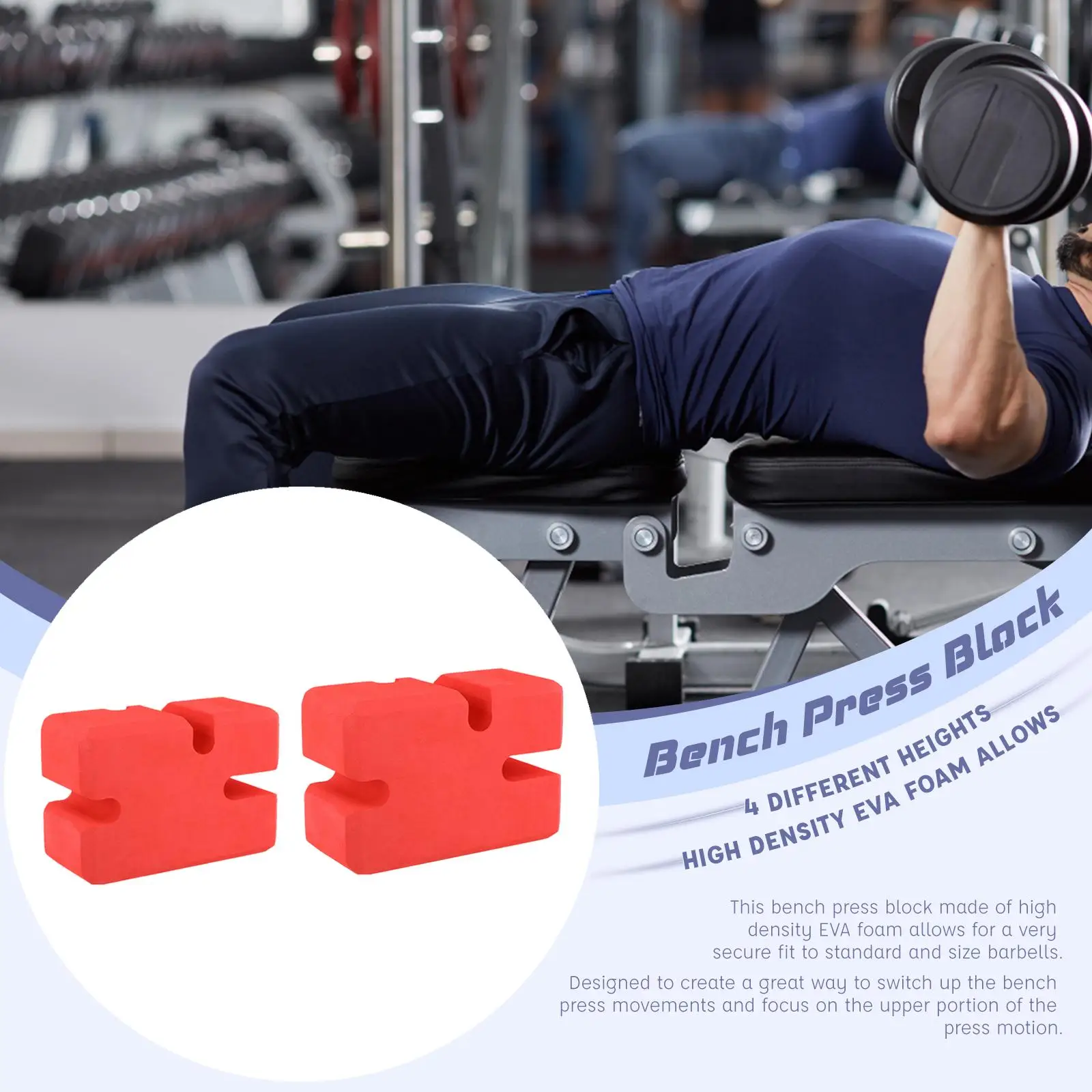 EVA Bench Press Block Gym Board Anti-Slip with Cut Grooves Weight Lifting Workout Home Portable Fitness Trainer Bench Blocks