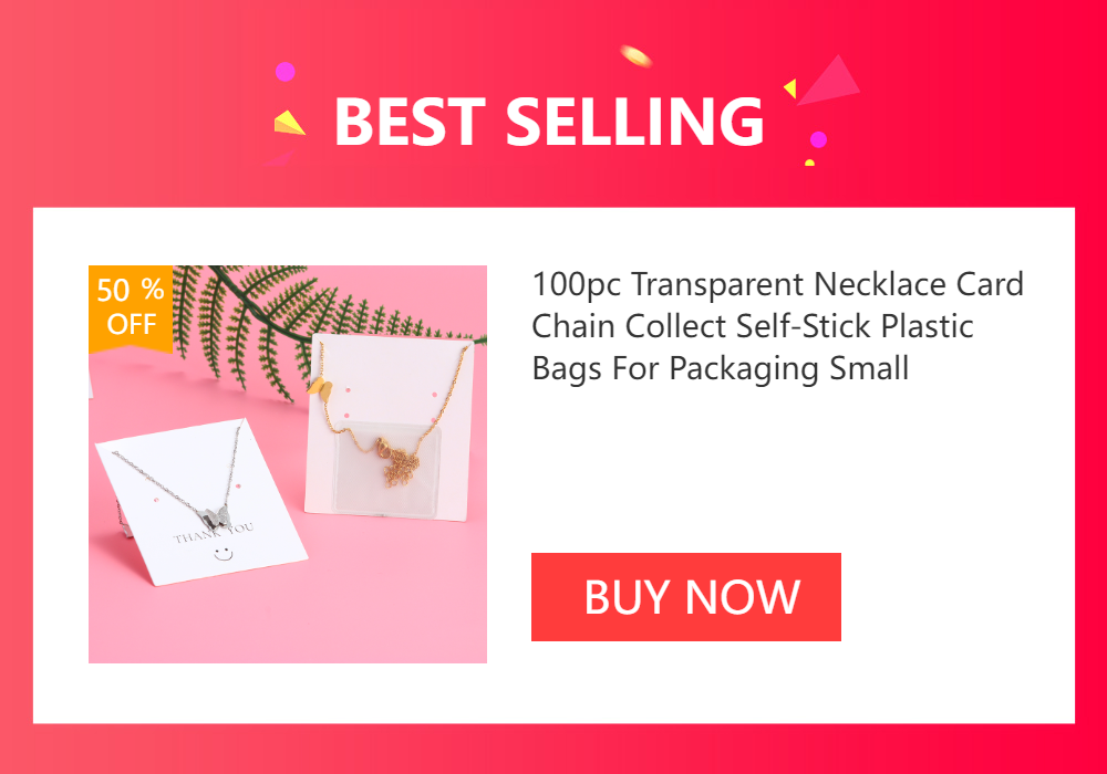 100pc Transparent Necklace Card Chain Collect Self-Stick Plastic Bags For Packaging Small Businesses Gift Jewelry Holder Display