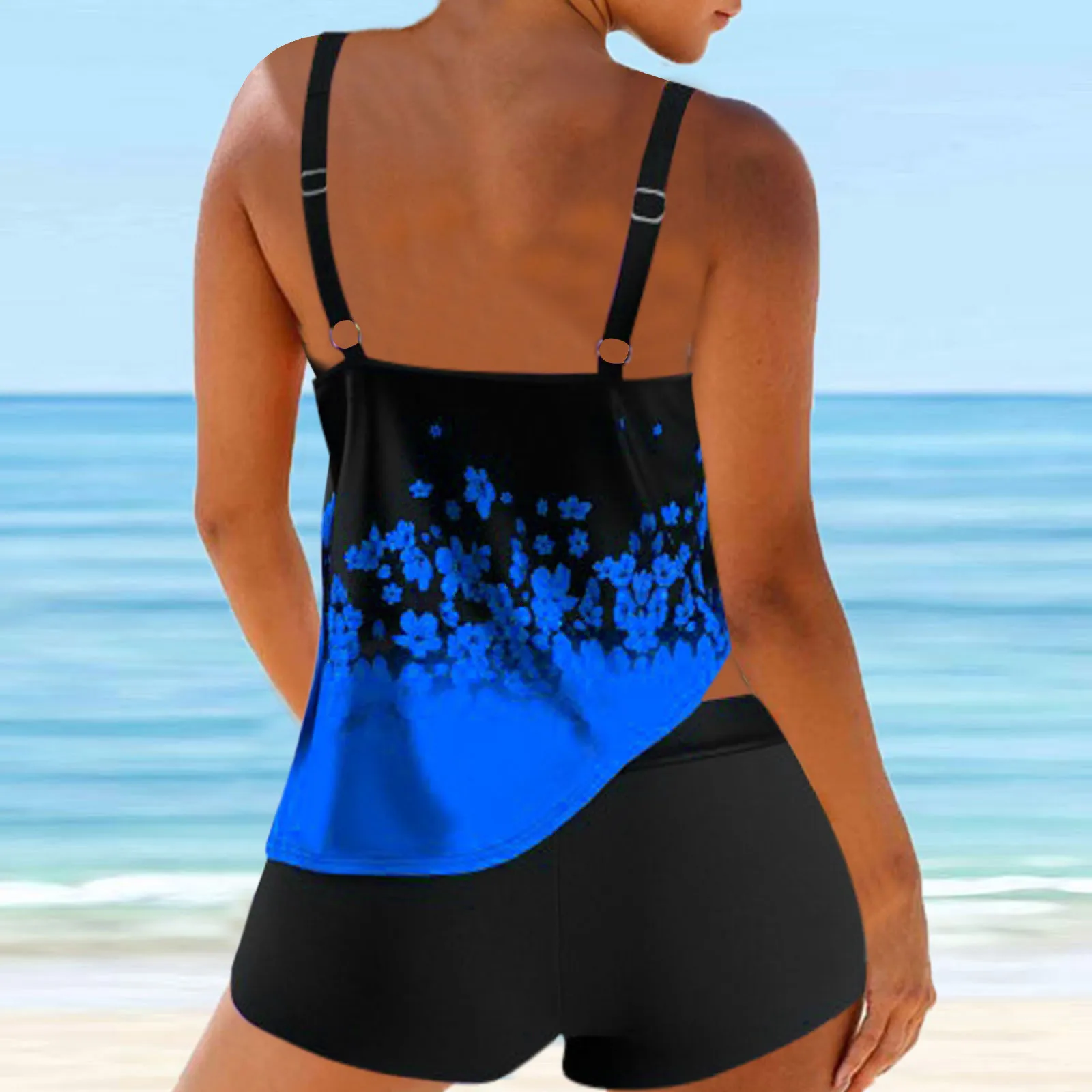 Women Plus Size Beachwear Swim Swimwear Bathing Women's Tankini Large Bikini Set Digital Print Suspender Beach Split Swimsuit 3 piece bikini set
