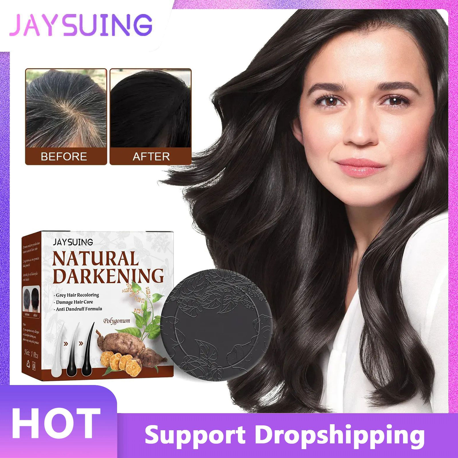 Best of Jaysuing Hair Darkening Shampoo Natural Organic Mild Formula Hair Cleansing Moisturizing Polygonum Handmade Hair Shampoo Soap Reviews & Tips