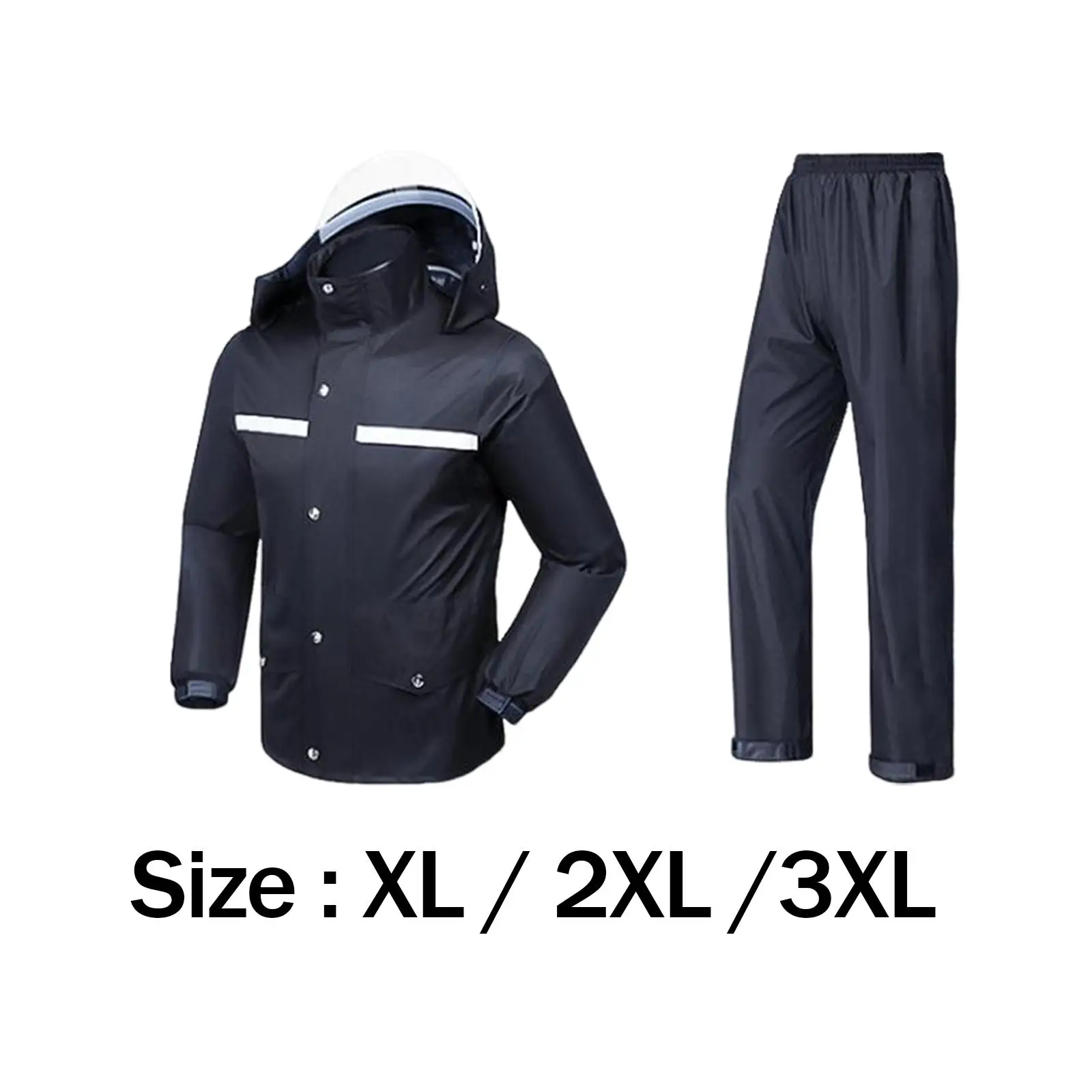 Rain Suit Jacket and Trouser Suit Hooded Breathable Durable Elastic Machine Wash Rain Gear Detachable Brim for Men and Women