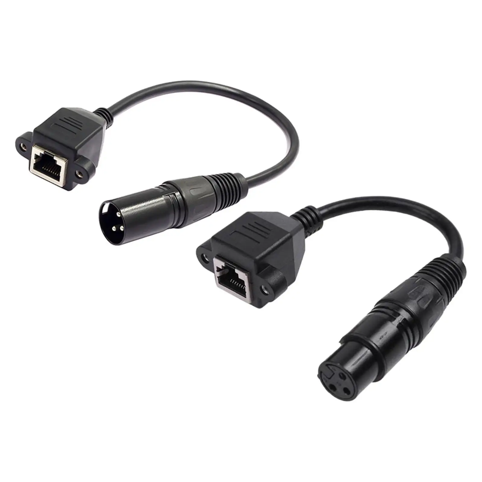 1Pair 3 Pin XLR to RJ 45 Female Male Adapter Cables, Copper Extension Cable for Dmx Con Controller Series Microphones Mixer 20cm