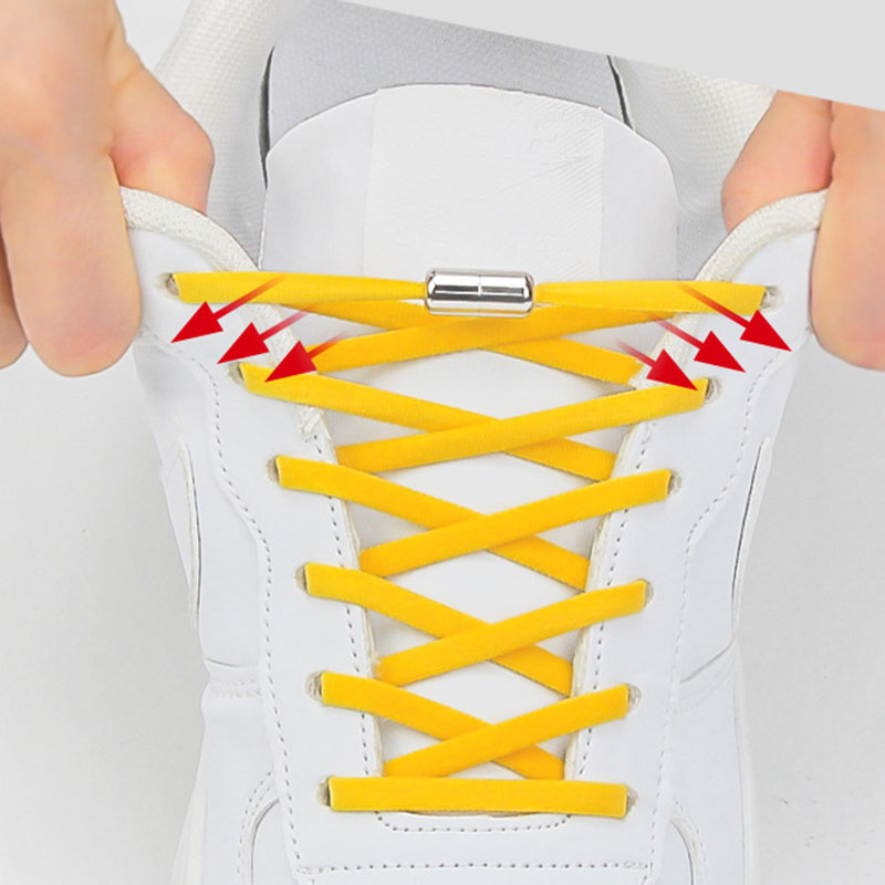 Elastische Schnürsenkel ohne Binden, Halbkreis-Schnürsenkel für elastische Schnürsenkel, Verschlüsse, Metall-Turnschuhe, schnelle Lazy-Schnürsenkel mit Metallverschluss, Schnürsenkel – Detail 7